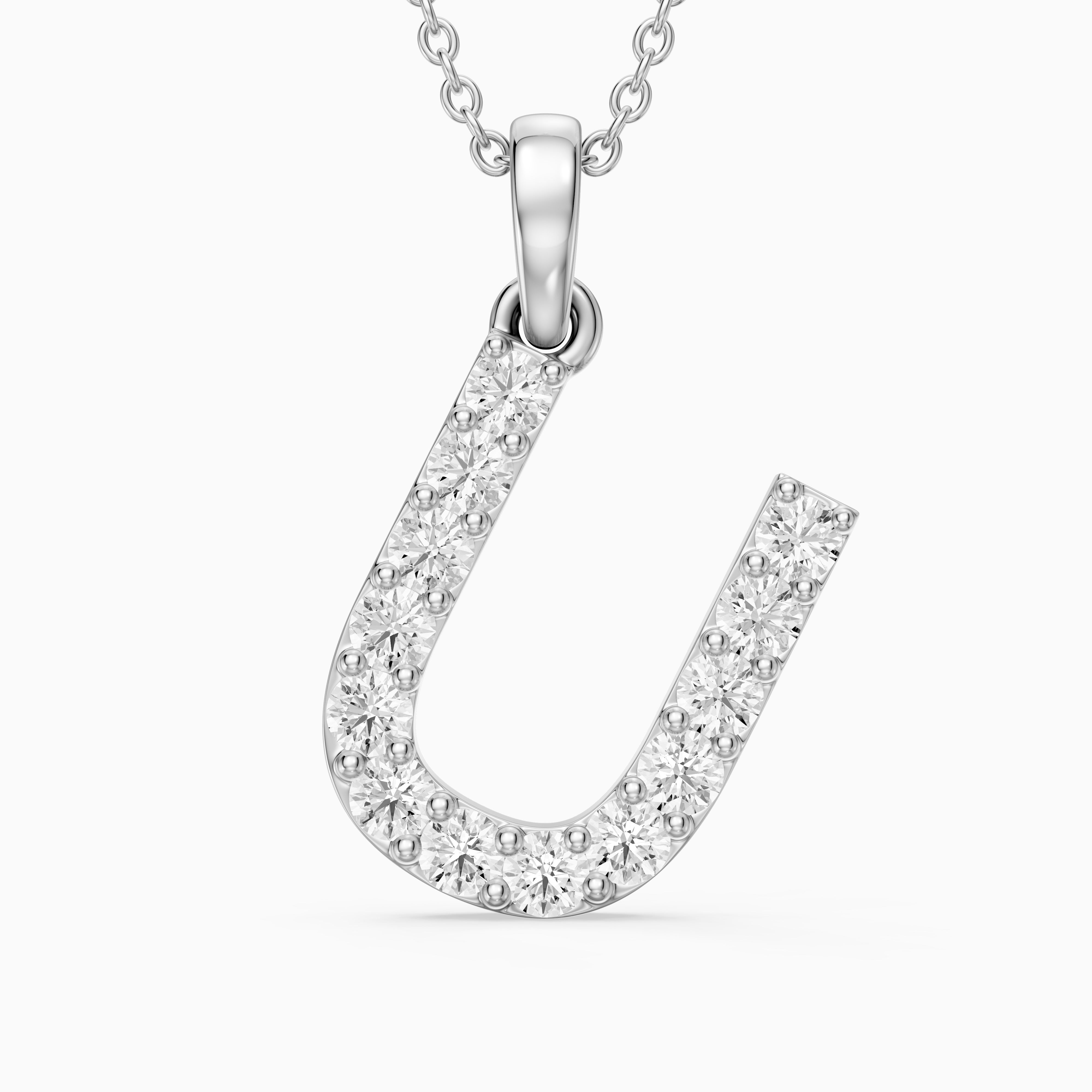 Amora Lab Grown Diamond U Initial Pendant Necklace