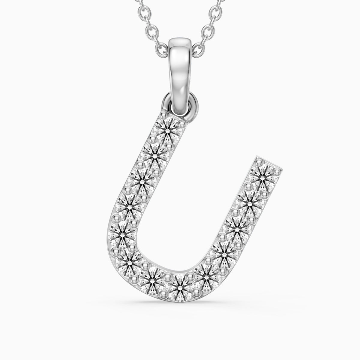 Amora Lab Grown Diamond U Initial Pendant Necklace