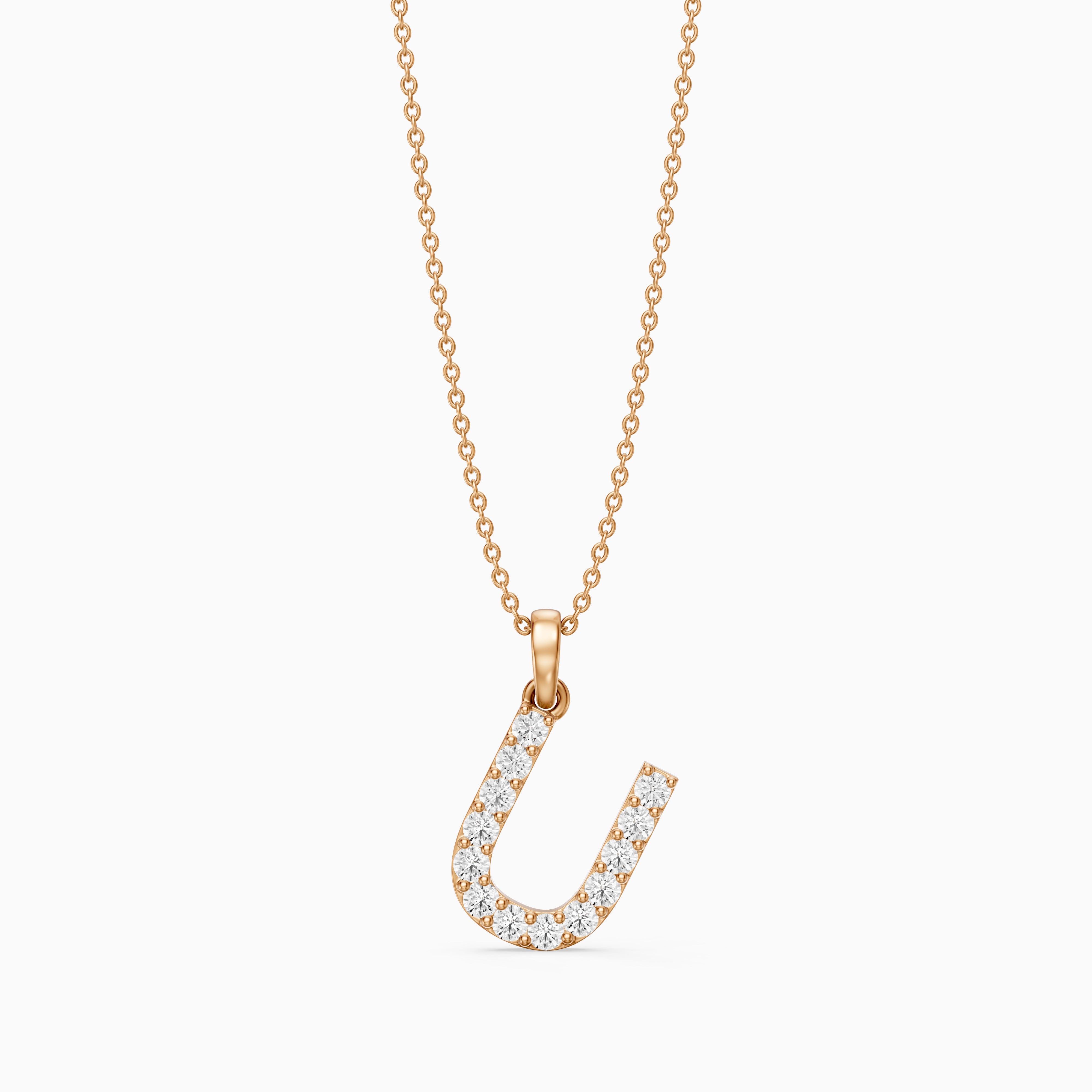 Amora Lab Grown Diamond U Initial Pendant Necklace