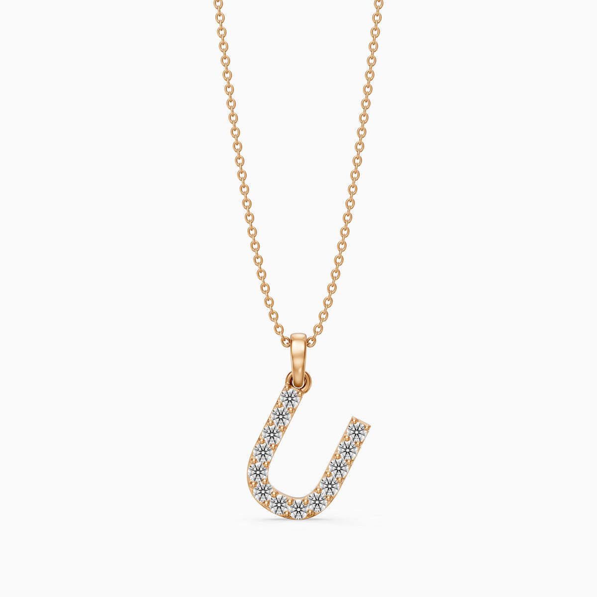 Amora Lab Grown Diamond U Initial Pendant Necklace
