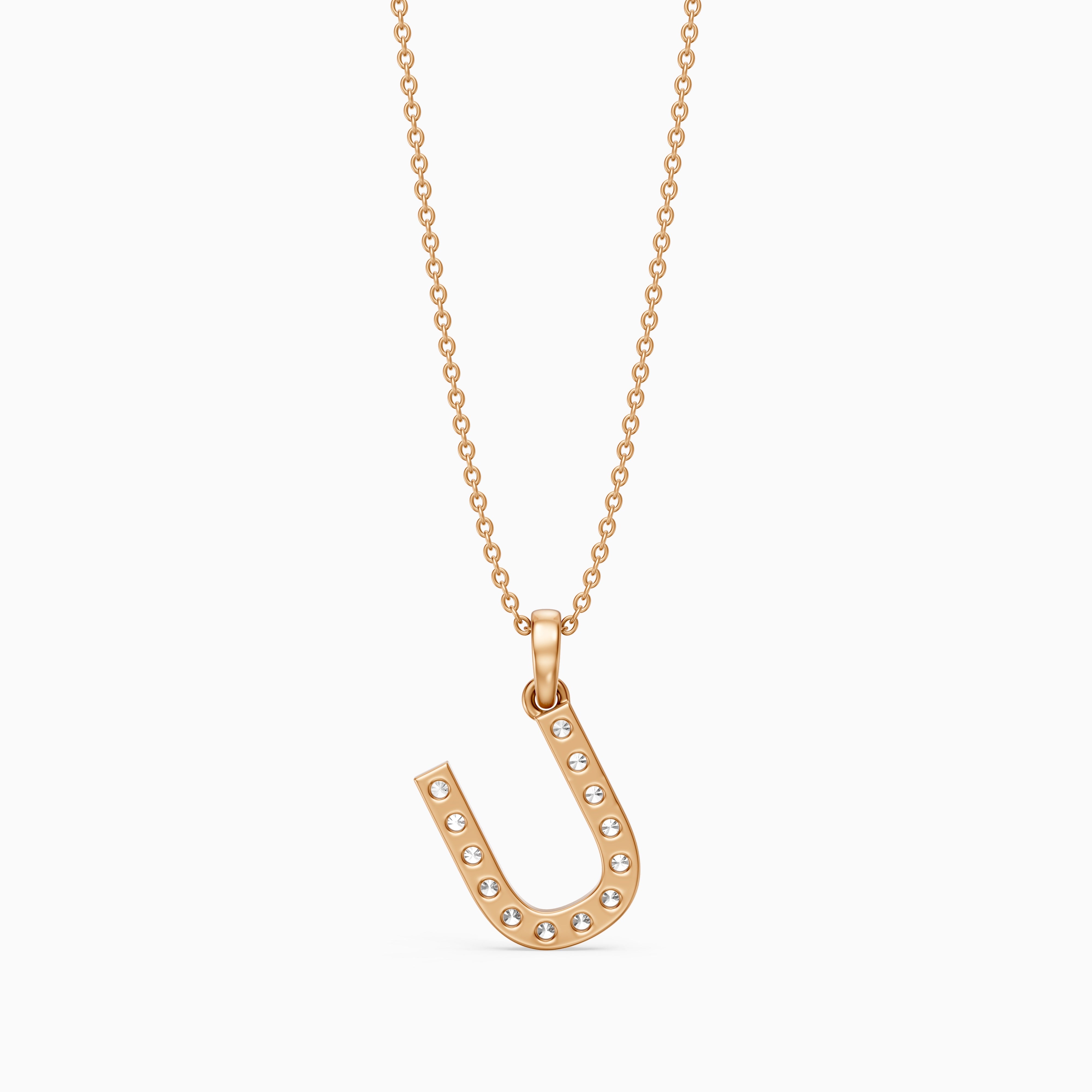Amora Lab Grown Diamond U Initial Pendant Necklace