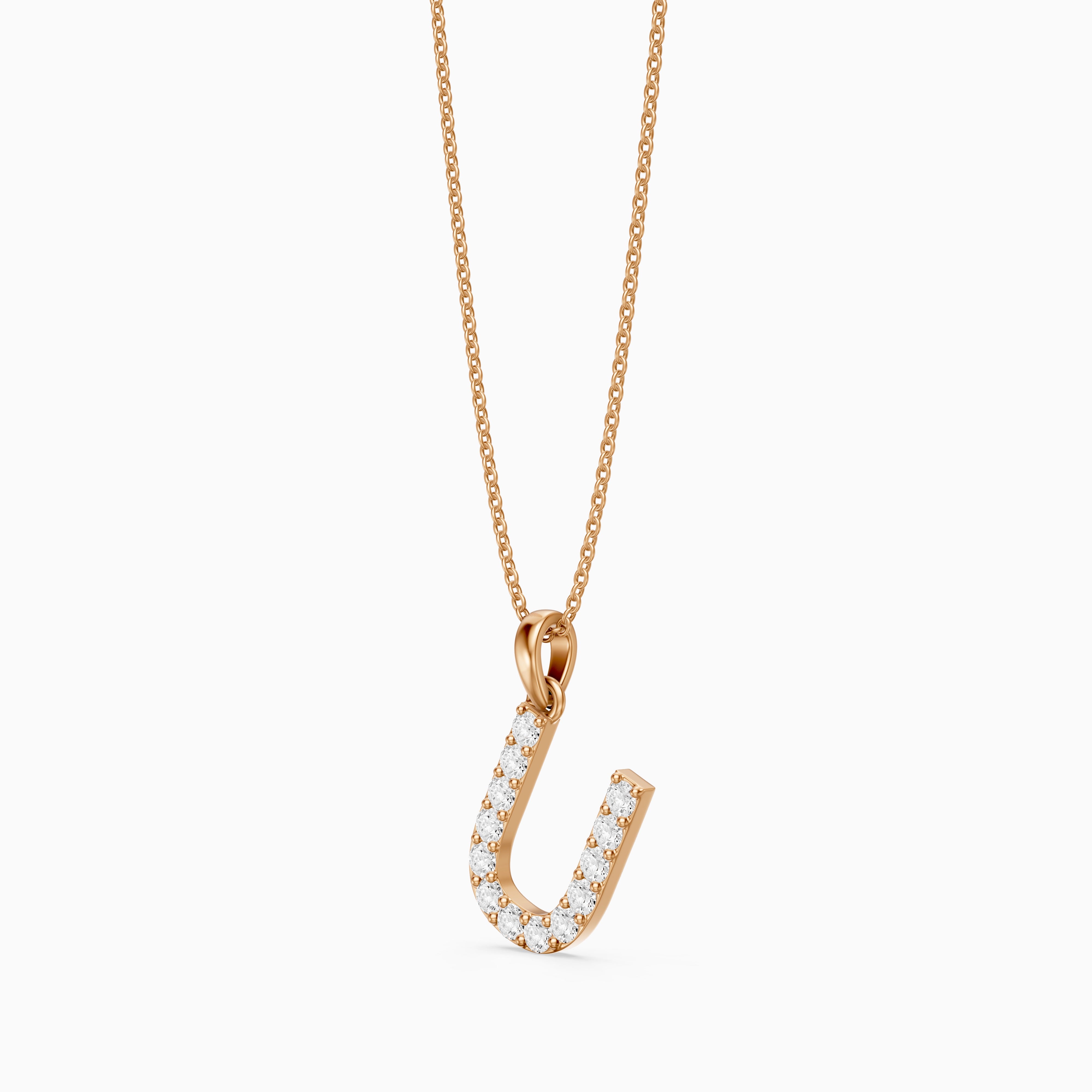 Amora Lab Grown Diamond U Initial Pendant Necklace