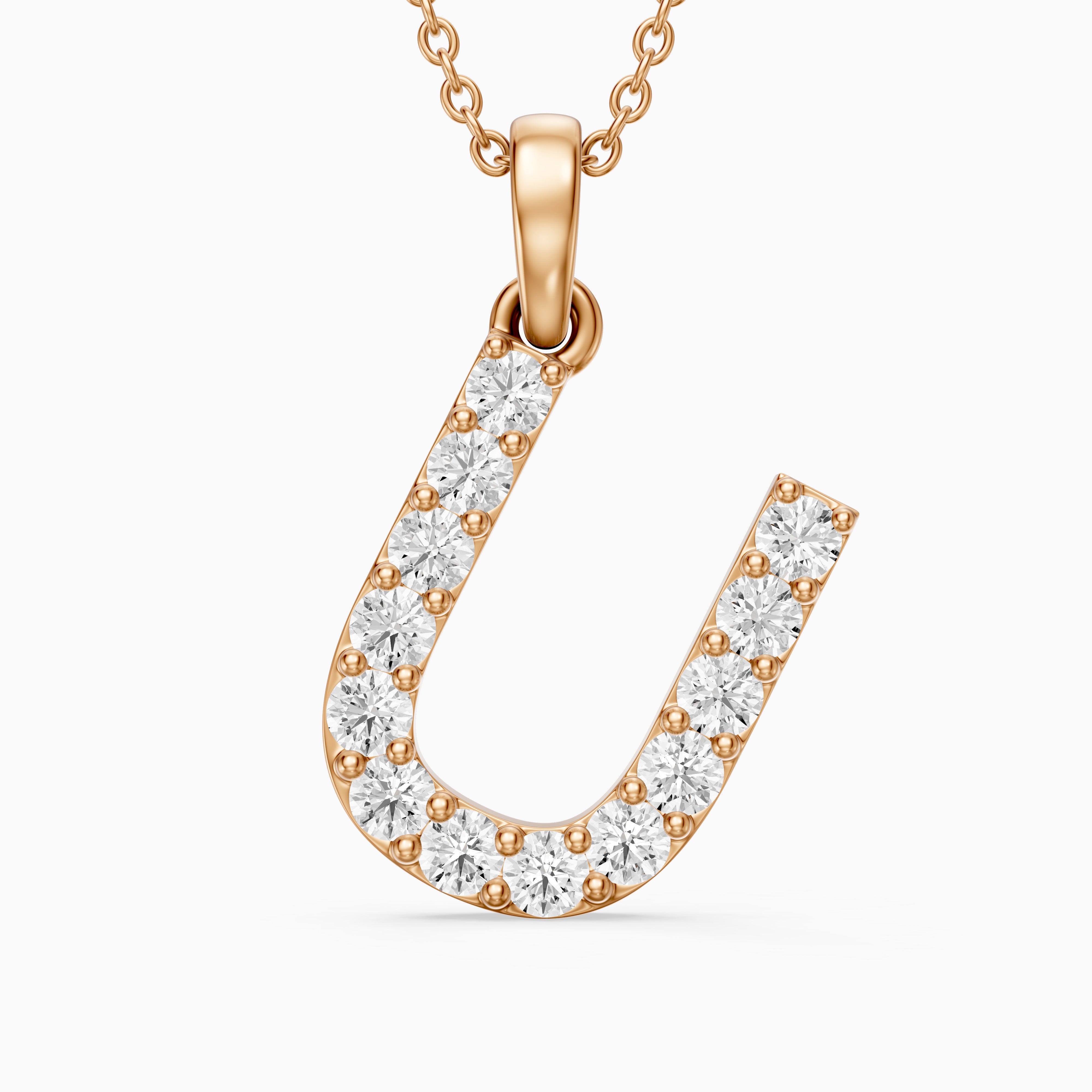 Amora Lab Grown Diamond U Initial Pendant Necklace