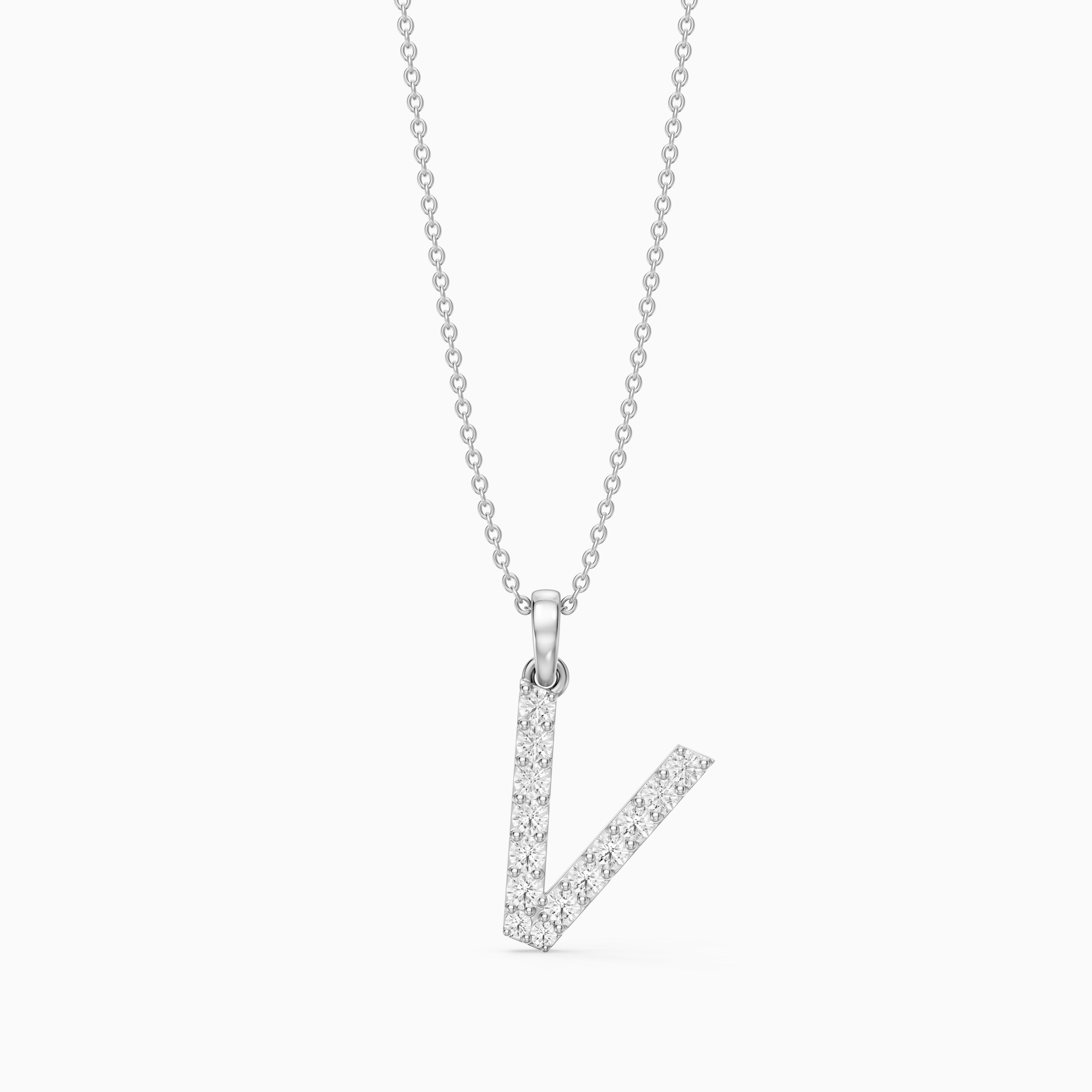 Harley Lab Grown Diamond V Initial Pendant Necklace