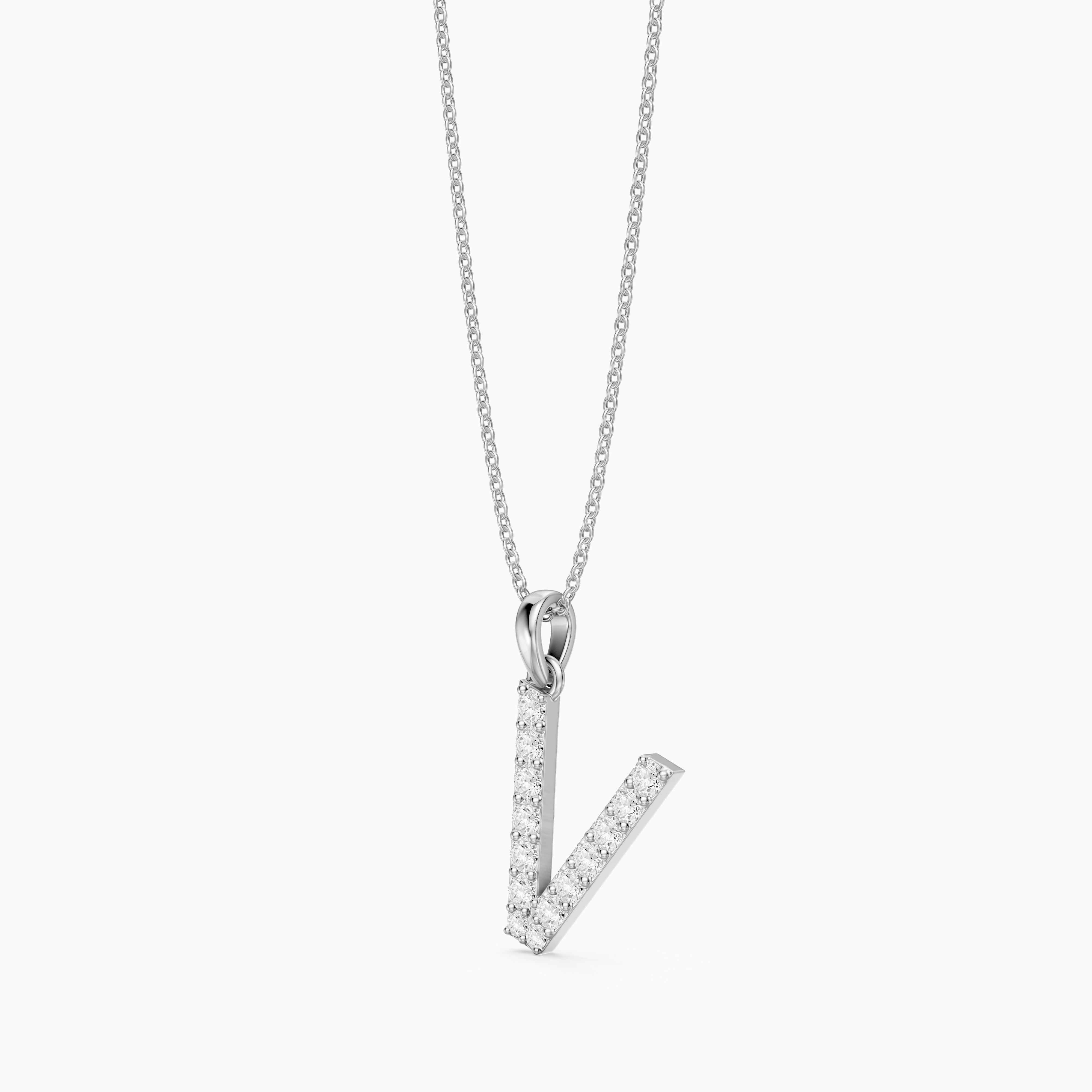 Harley Lab Grown Diamond V Initial Pendant Necklace