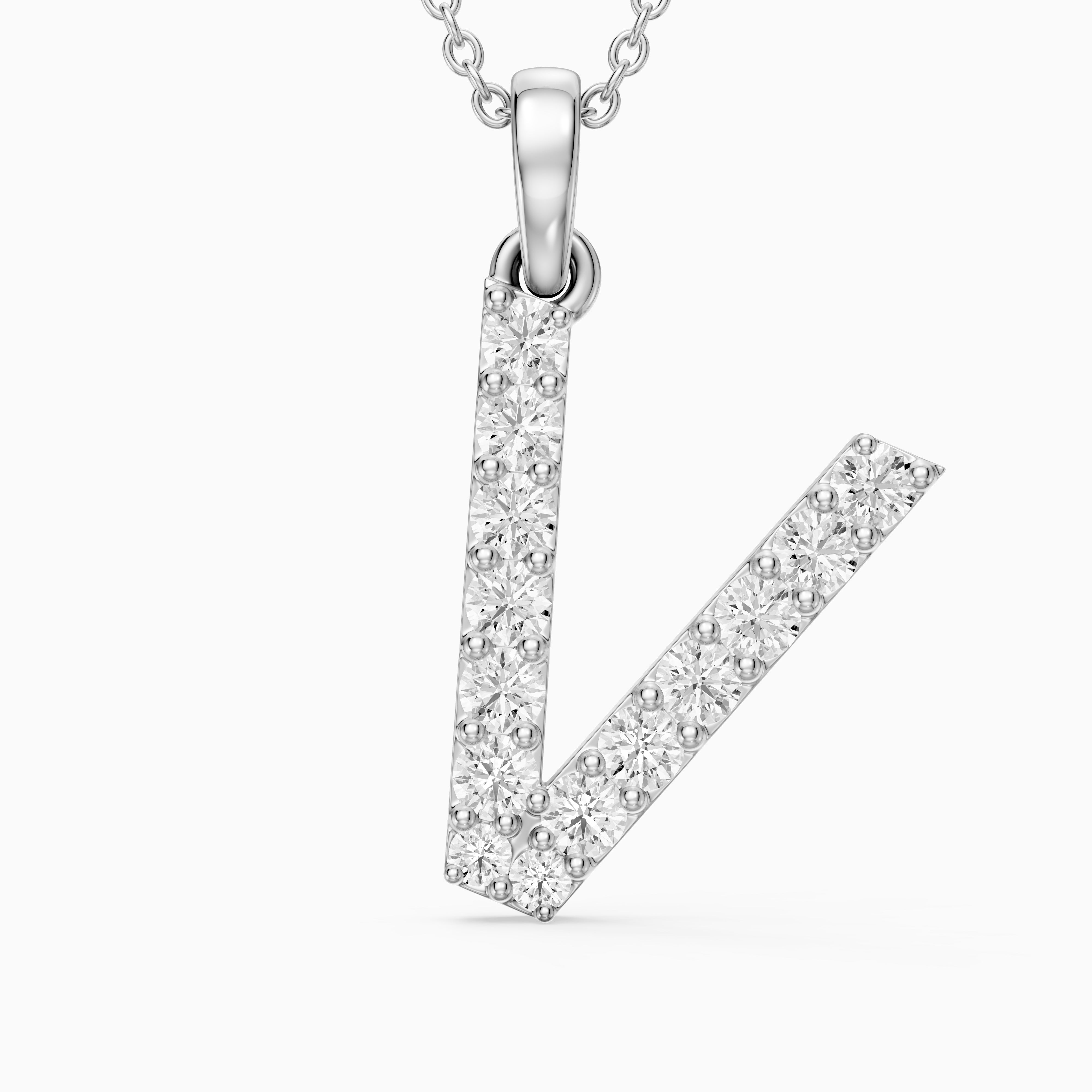 Harley Lab Grown Diamond V Initial Pendant Necklace