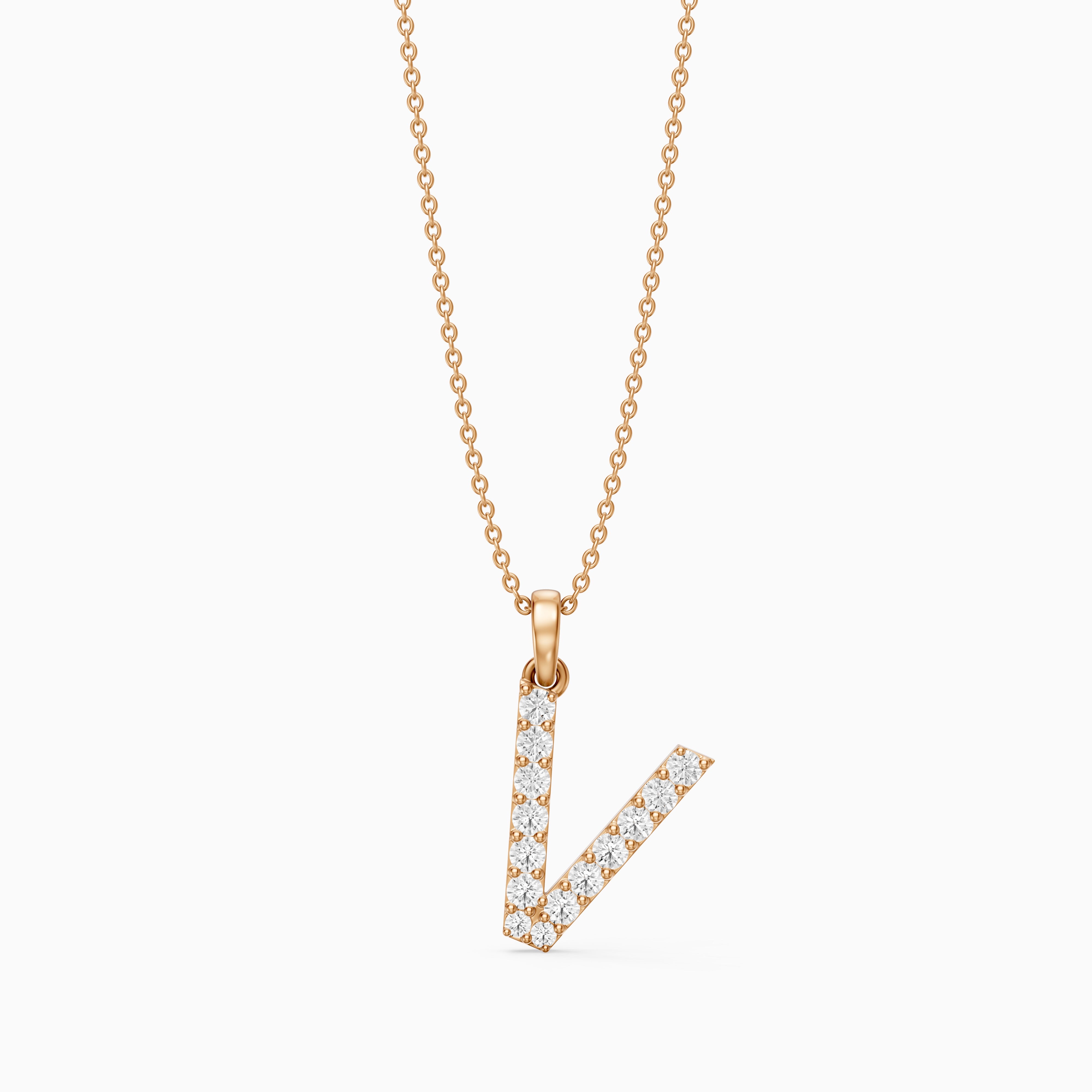 Harley Lab Grown Diamond V Initial Pendant Necklace