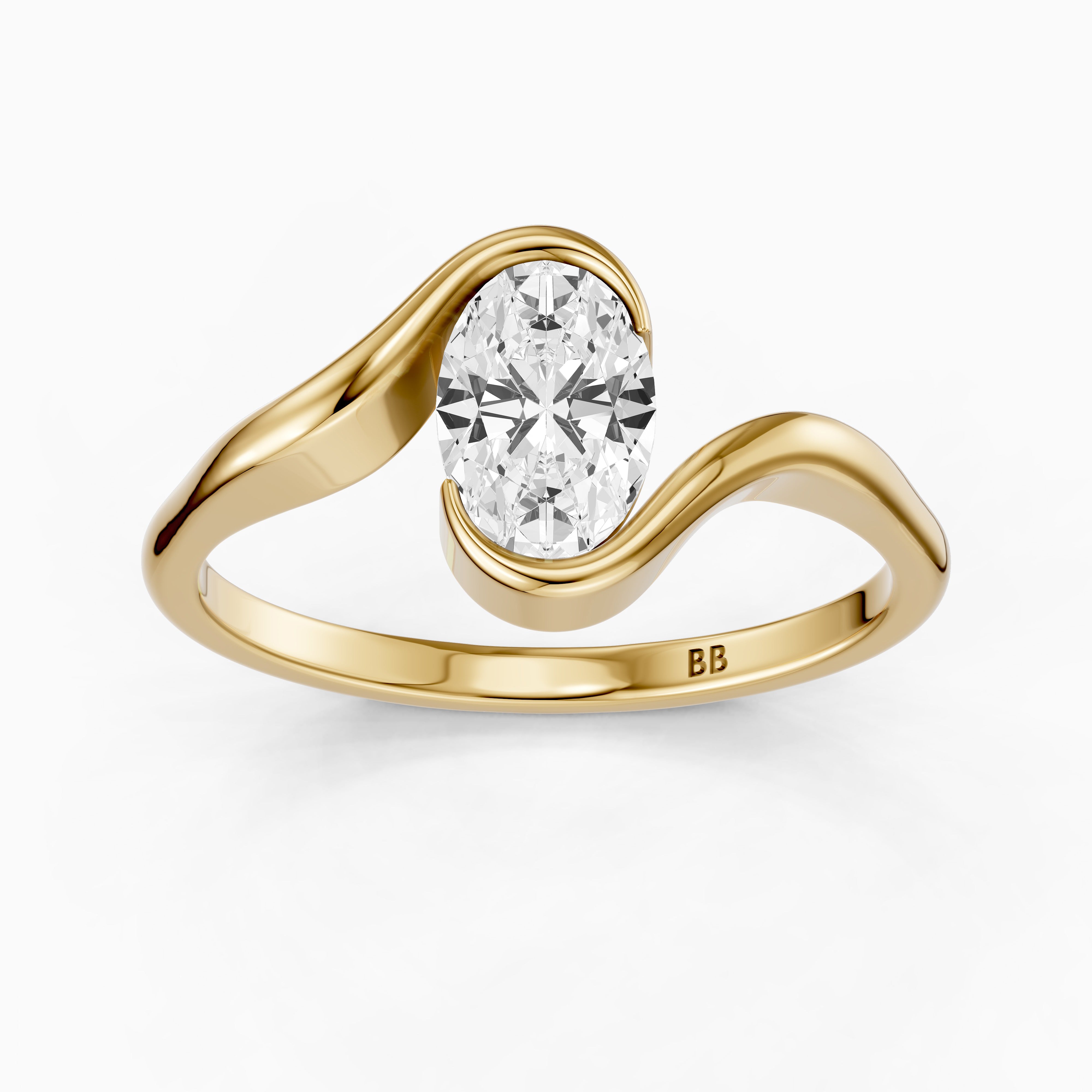 Brianna Oval Cut Bypass Moissanite Diamond Engagement Ring