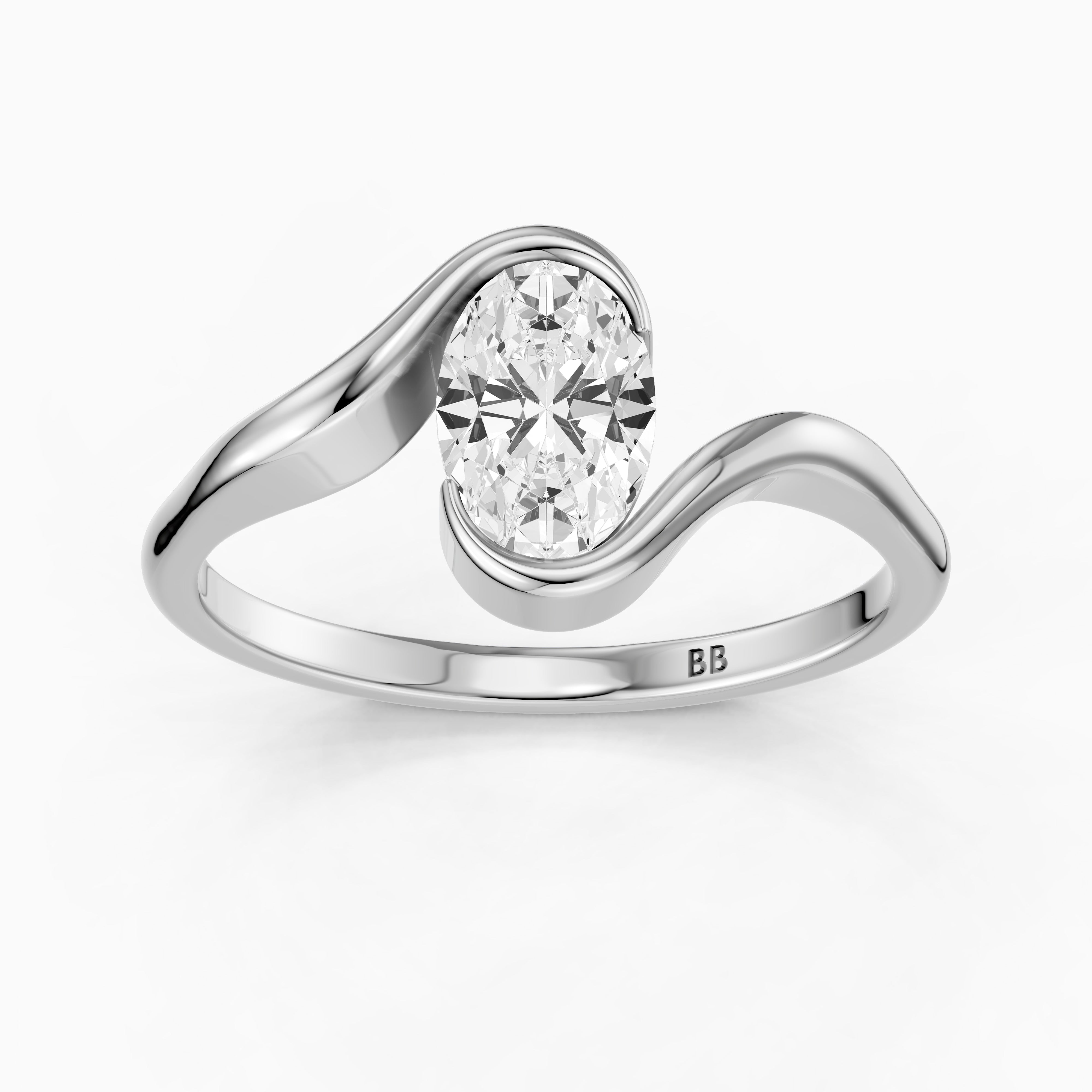 Brianna Oval Cut Bypass Moissanite Diamond Engagement Ring