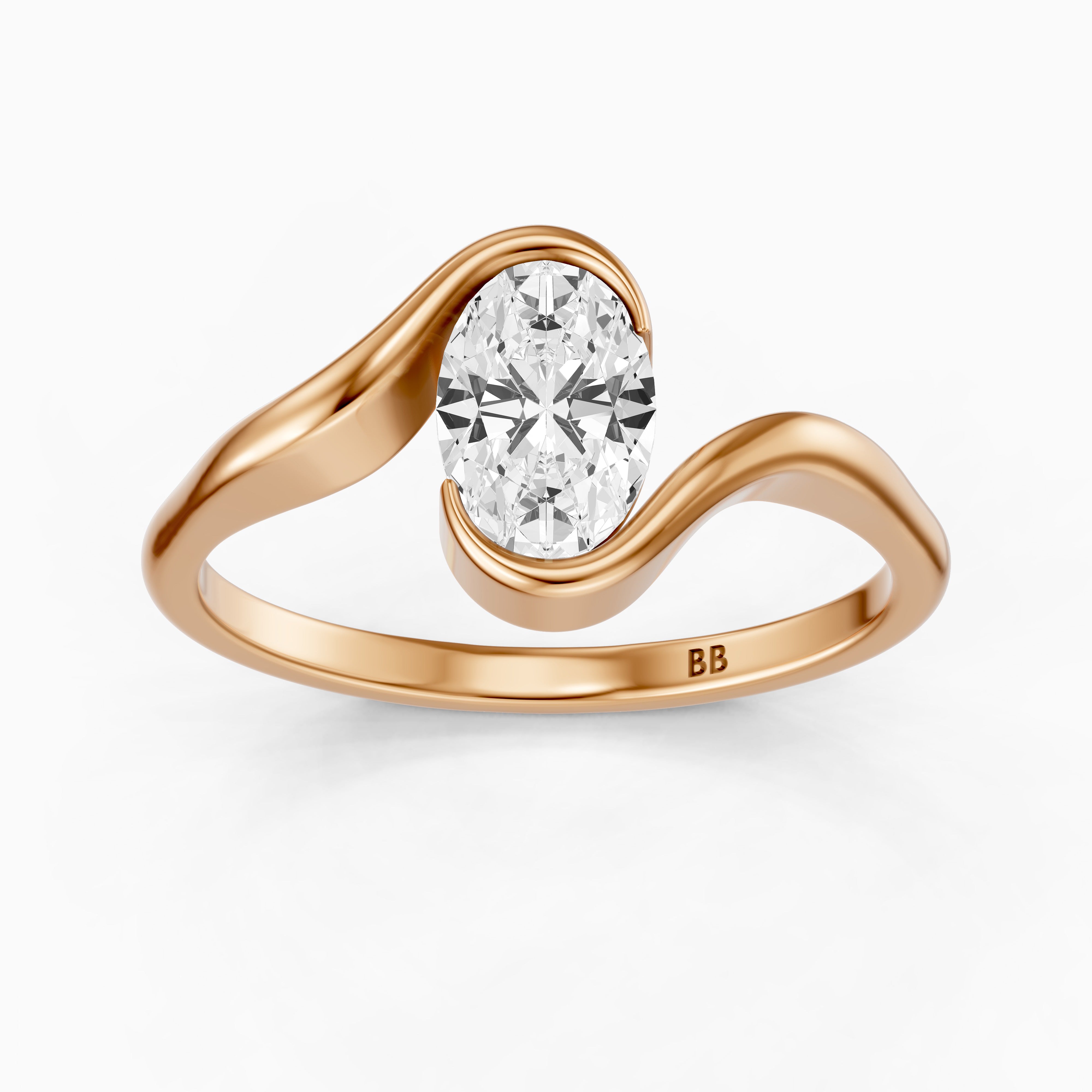 Brianna Oval Cut Bypass Moissanite Diamond Engagement Ring
