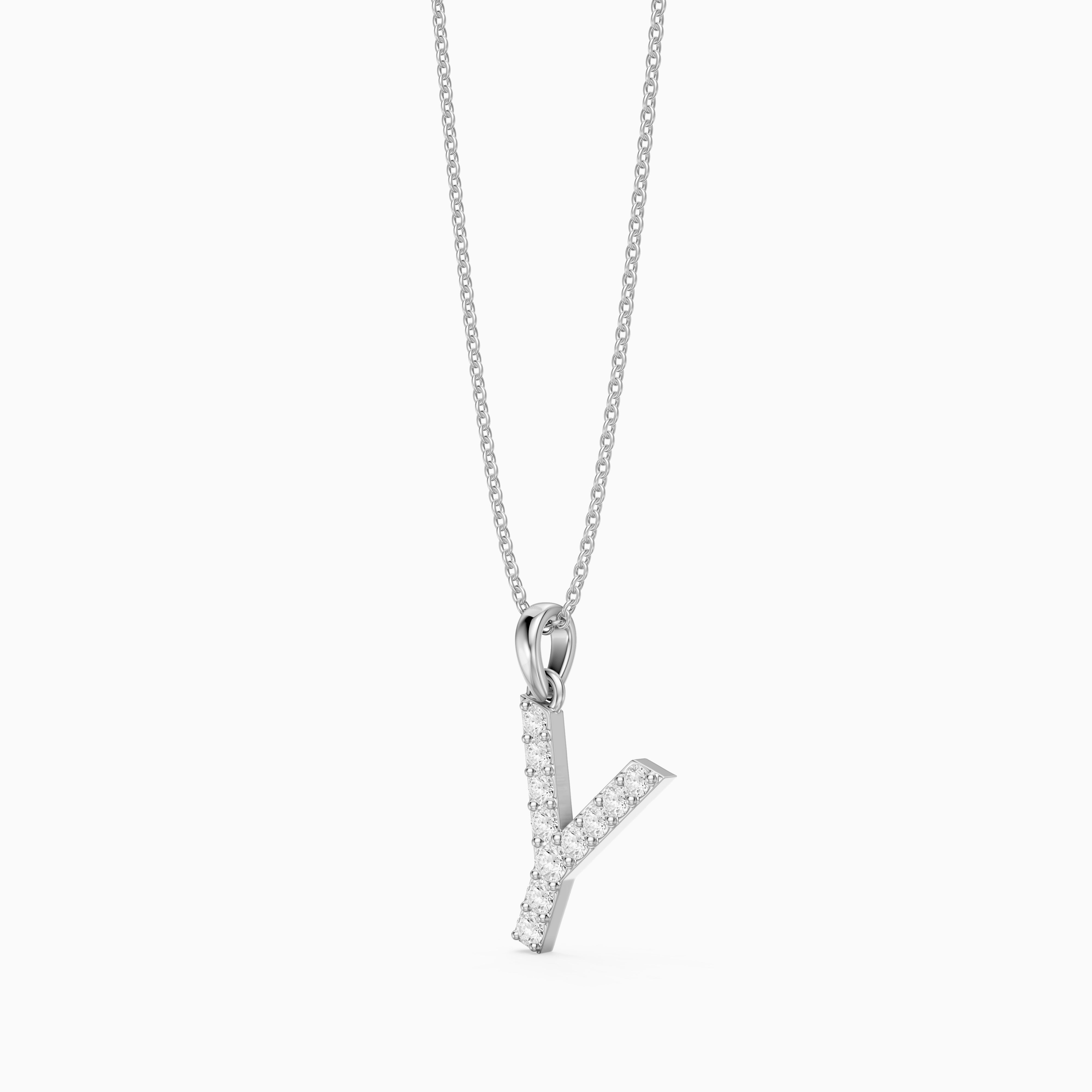 Ainsley Lab Grown Diamond Y Initial Pendant Necklace