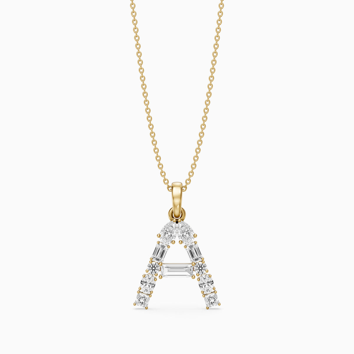 Avalon Multi Shape Lab Grown Diamond Initial A Pendant
