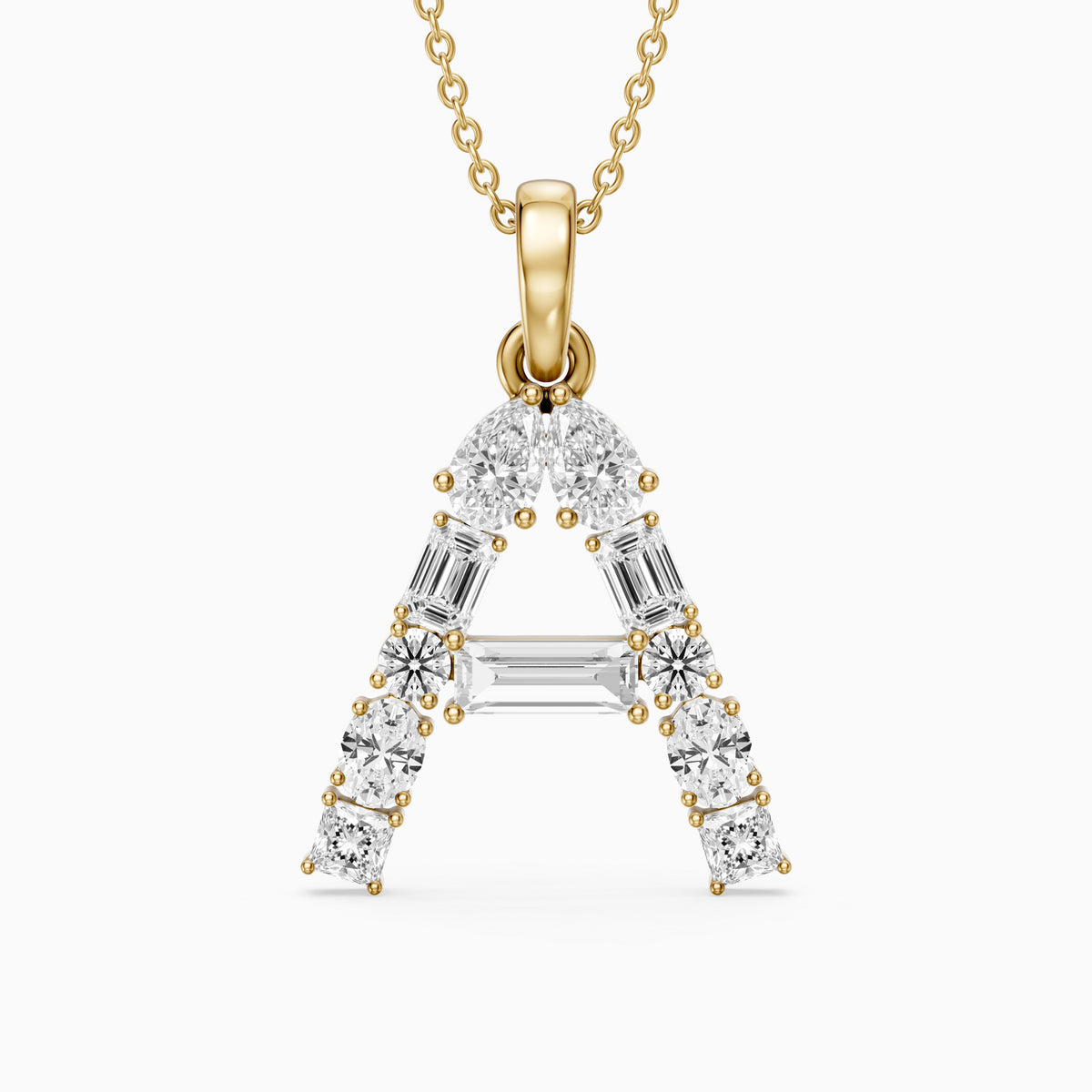Avalon Multi Shape Lab Grown Diamond Initial A Pendant