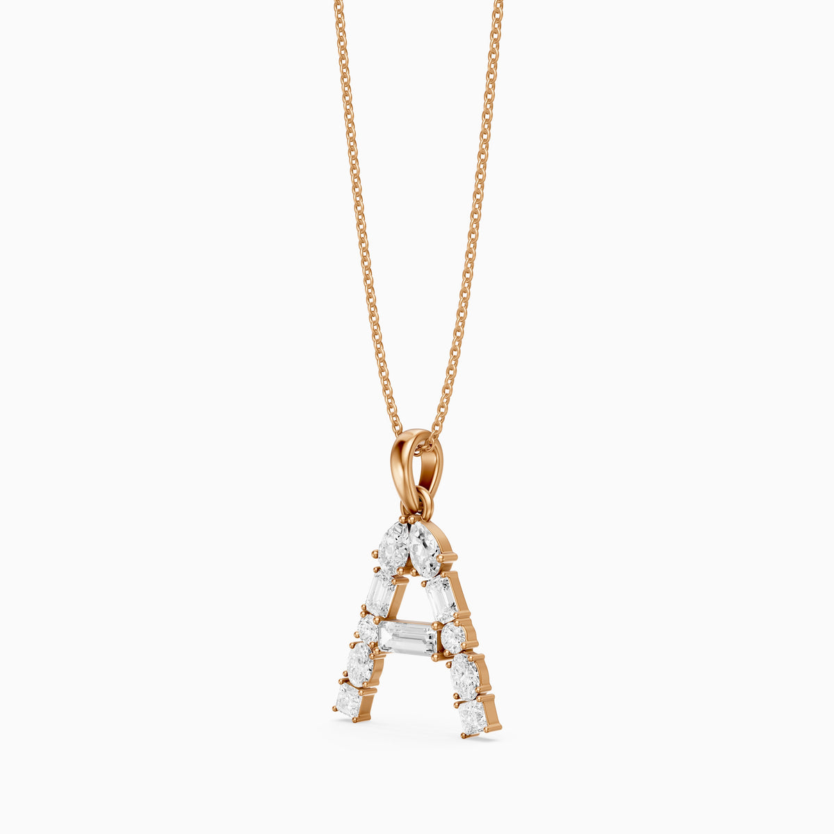 Avalon Multi Shape Lab Grown Diamond Initial A Pendant