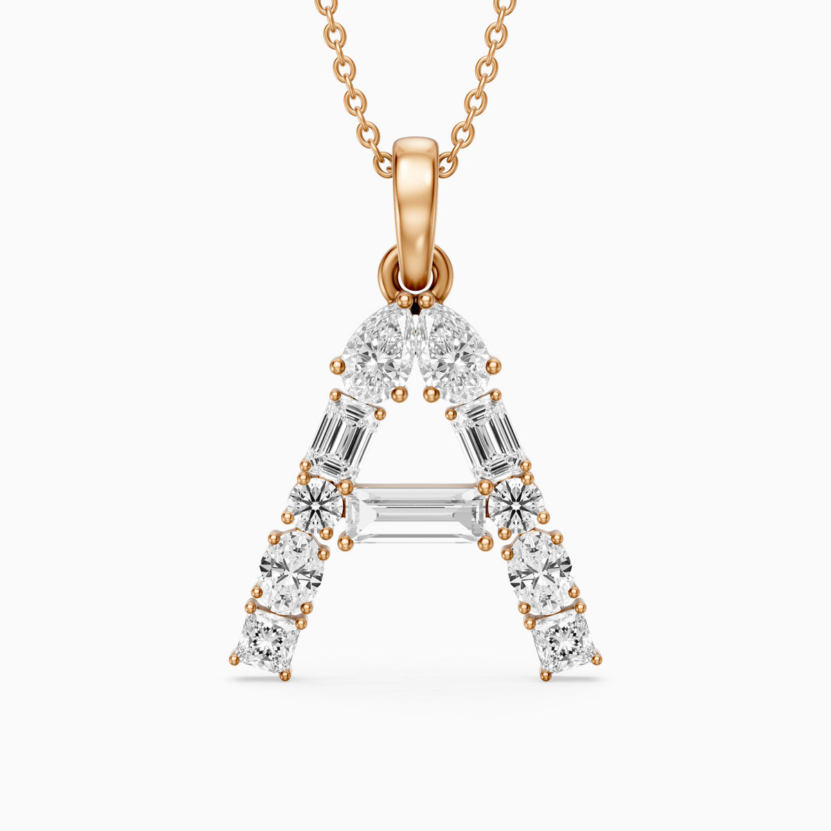 Avalon Multi Shape Lab Grown Diamond Initial A Pendant