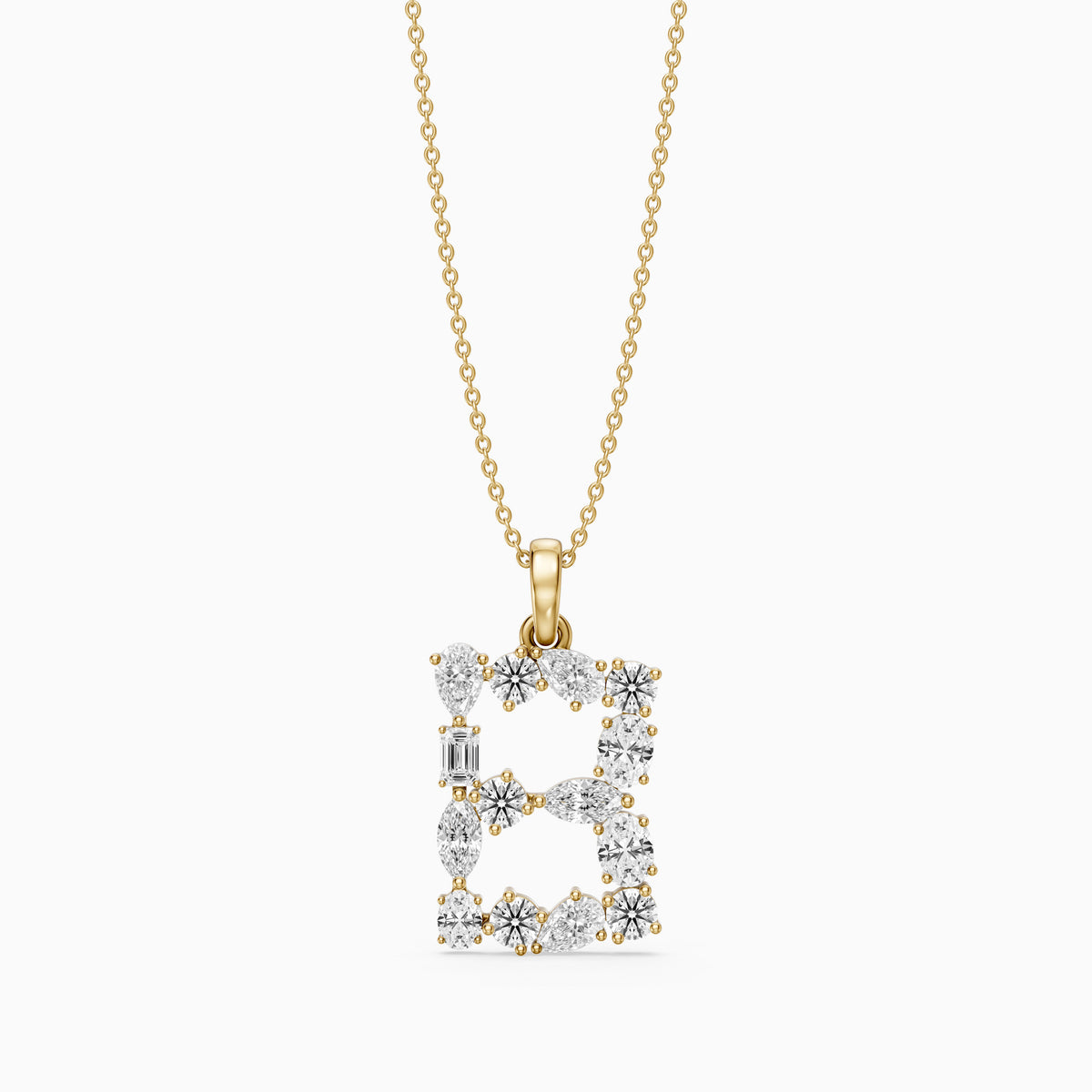 Celestine Multi Shape Lab Grown Diamond Initial B Pendant