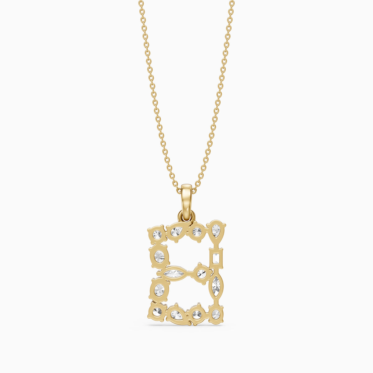 Celestine Multi Shape Lab Grown Diamond Initial B Pendant