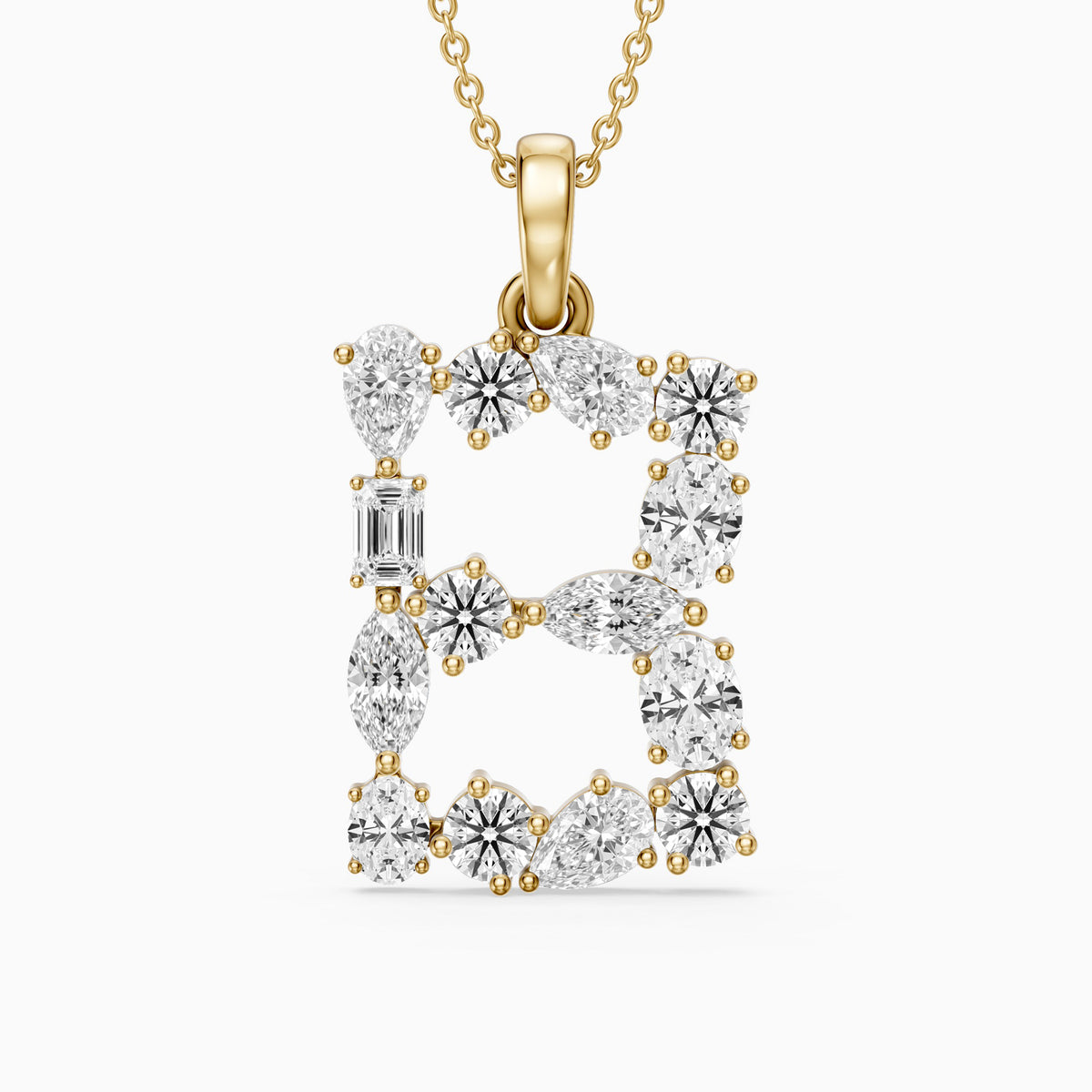 Celestine Multi Shape Lab Grown Diamond Initial B Pendant