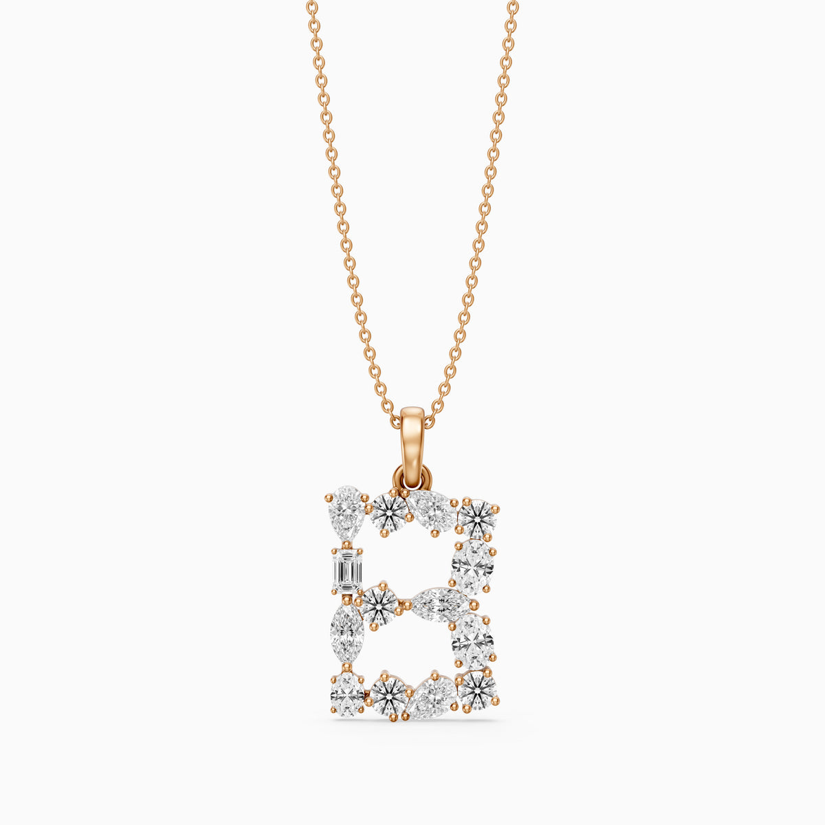 Celestine Multi Shape Lab Grown Diamond Initial B Pendant