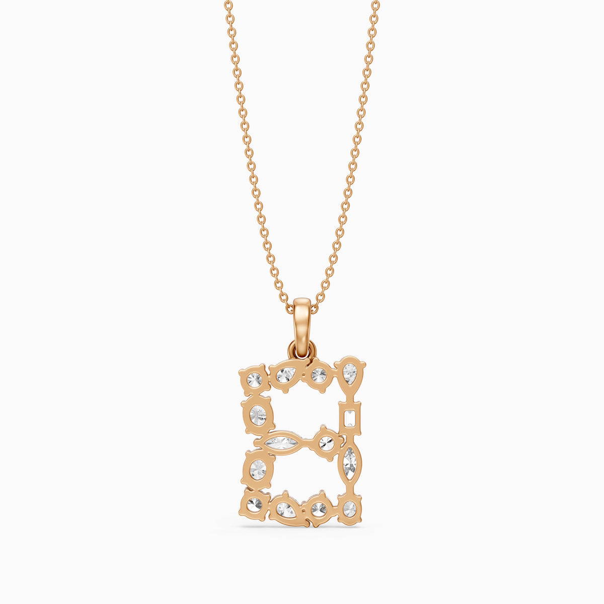 Celestine Multi Shape Lab Grown Diamond Initial B Pendant