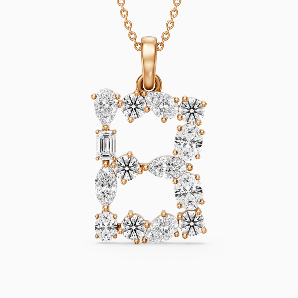 Celestine Multi Shape Lab Grown Diamond Initial B Pendant