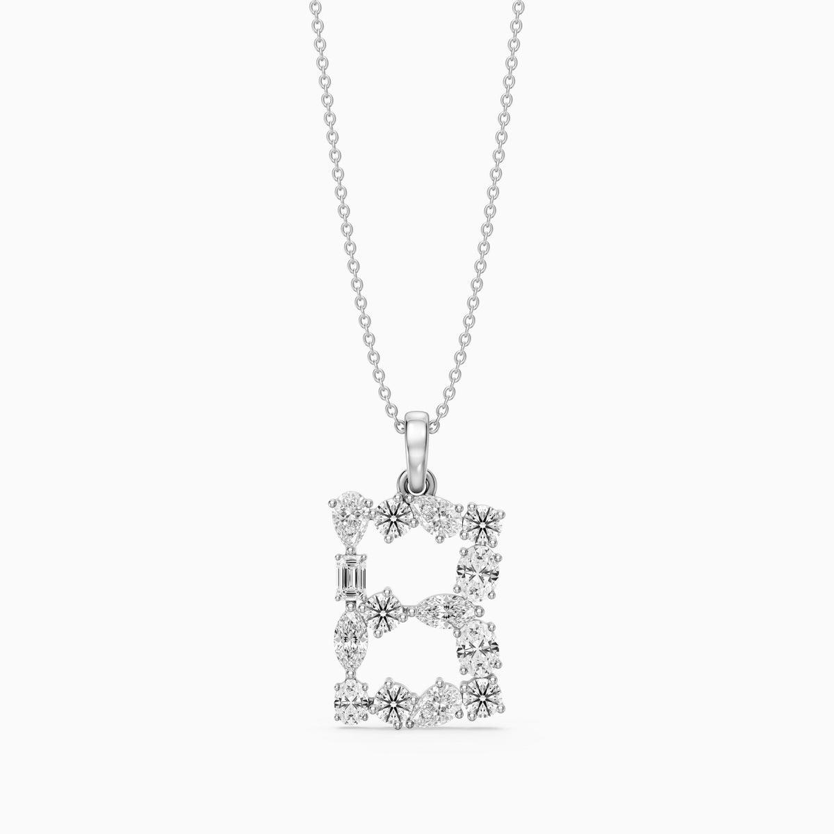 Celestine Multi Shape Lab Grown Diamond Initial B Pendant