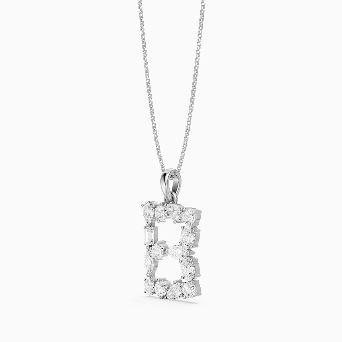 Celestine Multi Shape Lab Grown Diamond Initial B Pendant