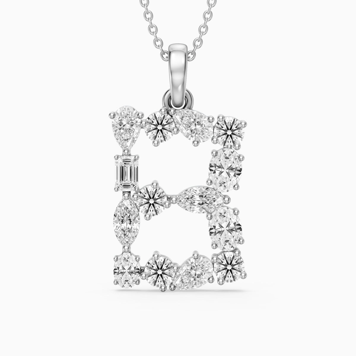Celestine Multi Shape Lab Grown Diamond Initial B Pendant