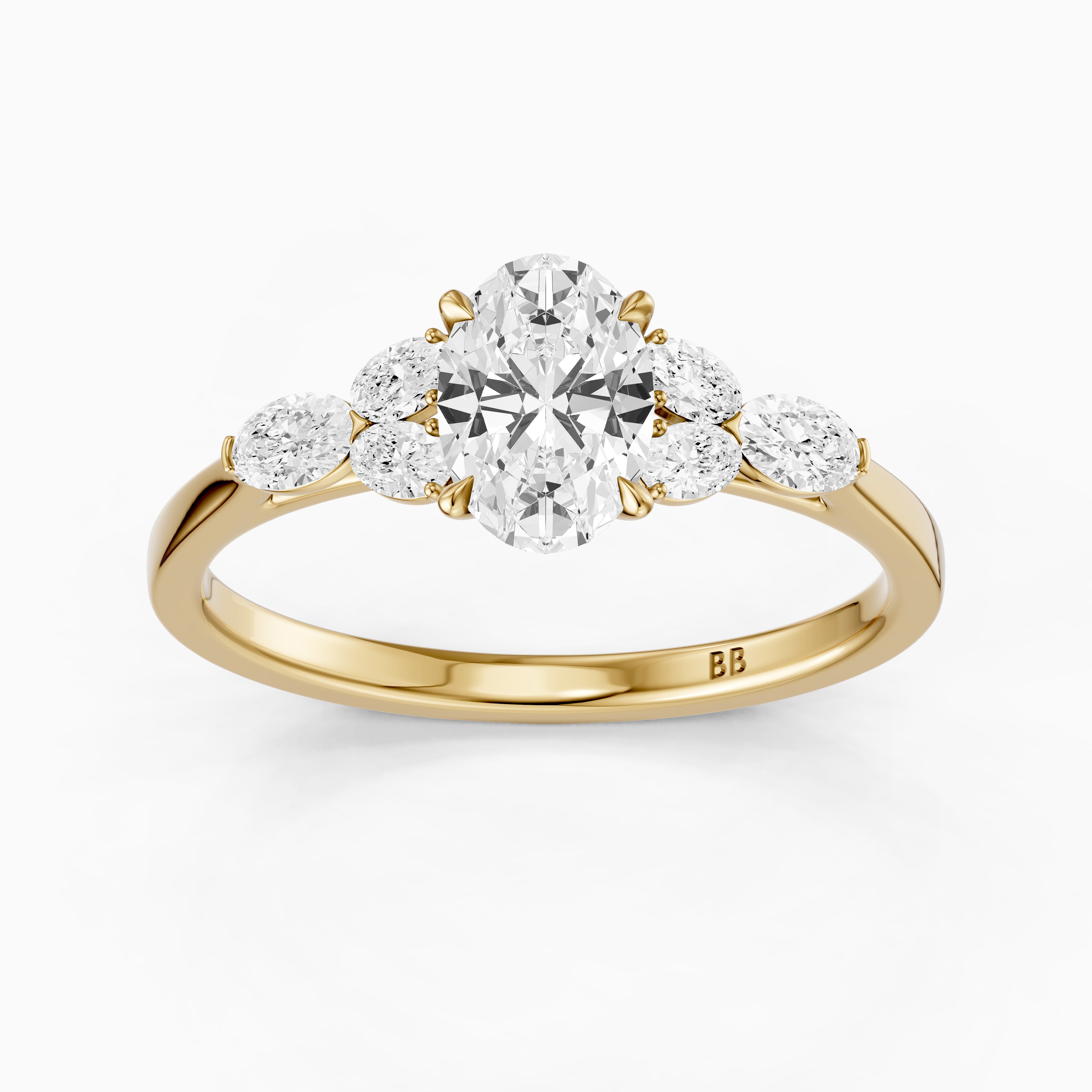 Kailani Oval Cut Oval Side Stones Lab Grown Diamond Ring
