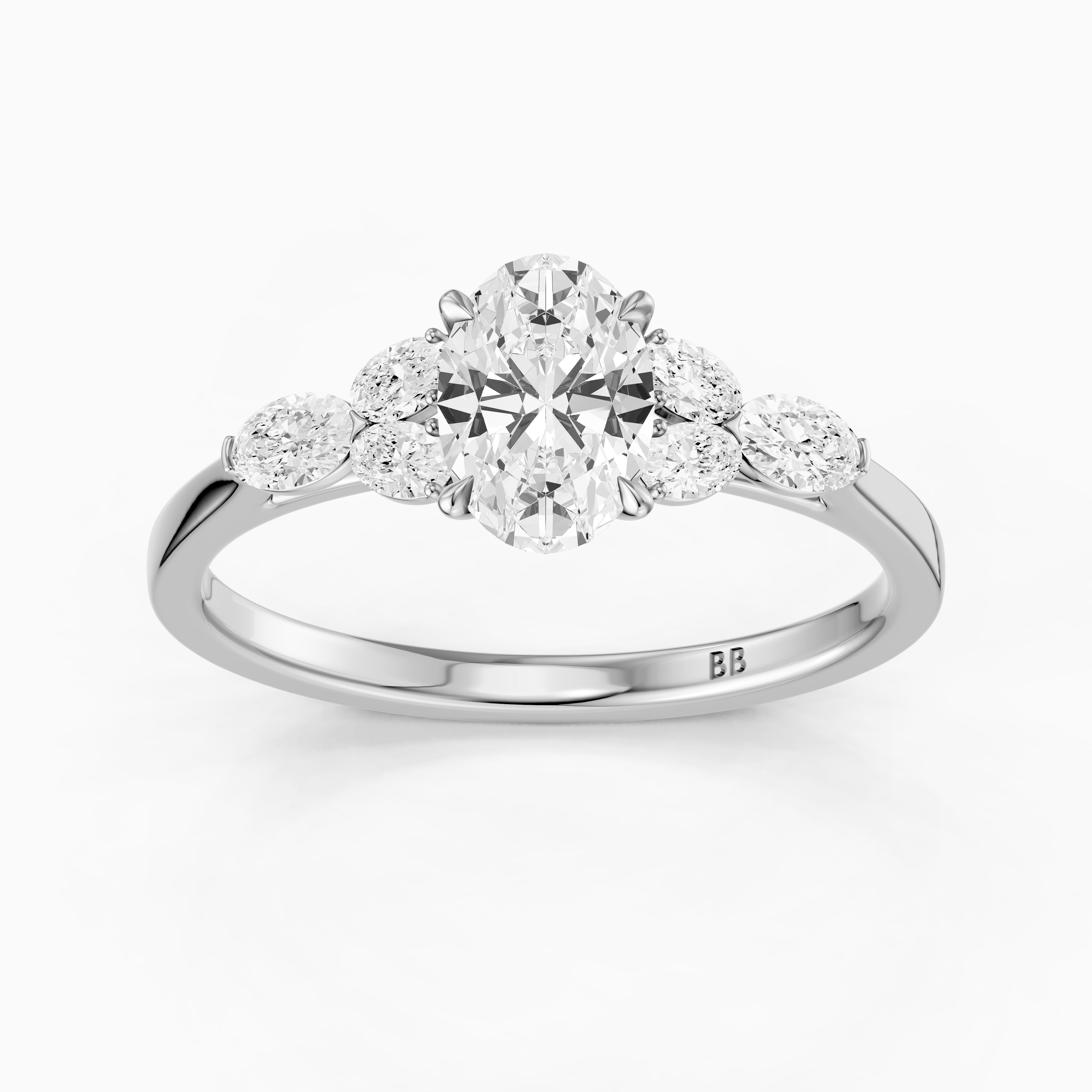 Kailani Oval Cut Oval Side Stones Lab Grown Diamond Ring