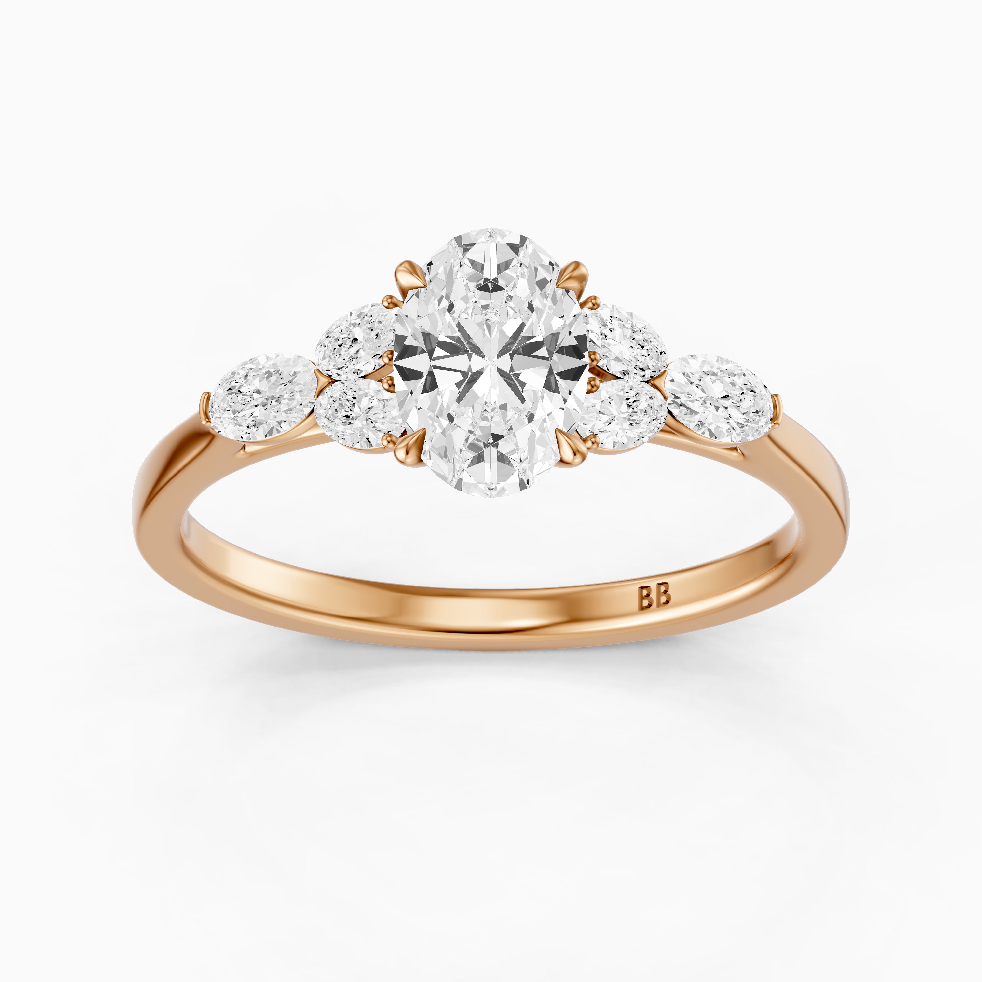 Kailani Oval Cut Oval Side Stones Lab Grown Diamond Ring