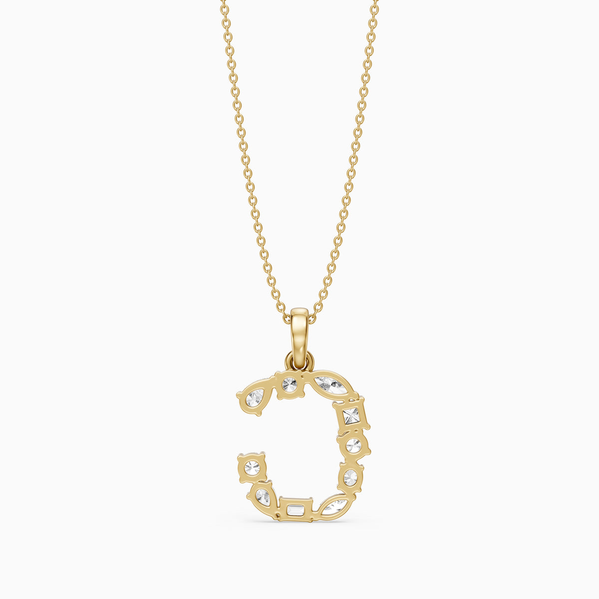 Emmeline Multi Shape Lab Grown Diamond Initial C Pendant