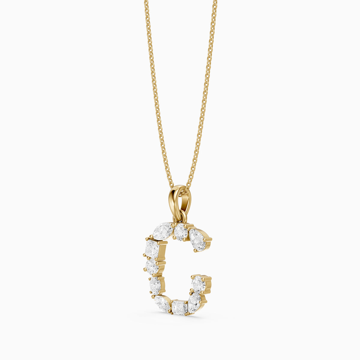 Emmeline Multi Shape Lab Grown Diamond Initial C Pendant