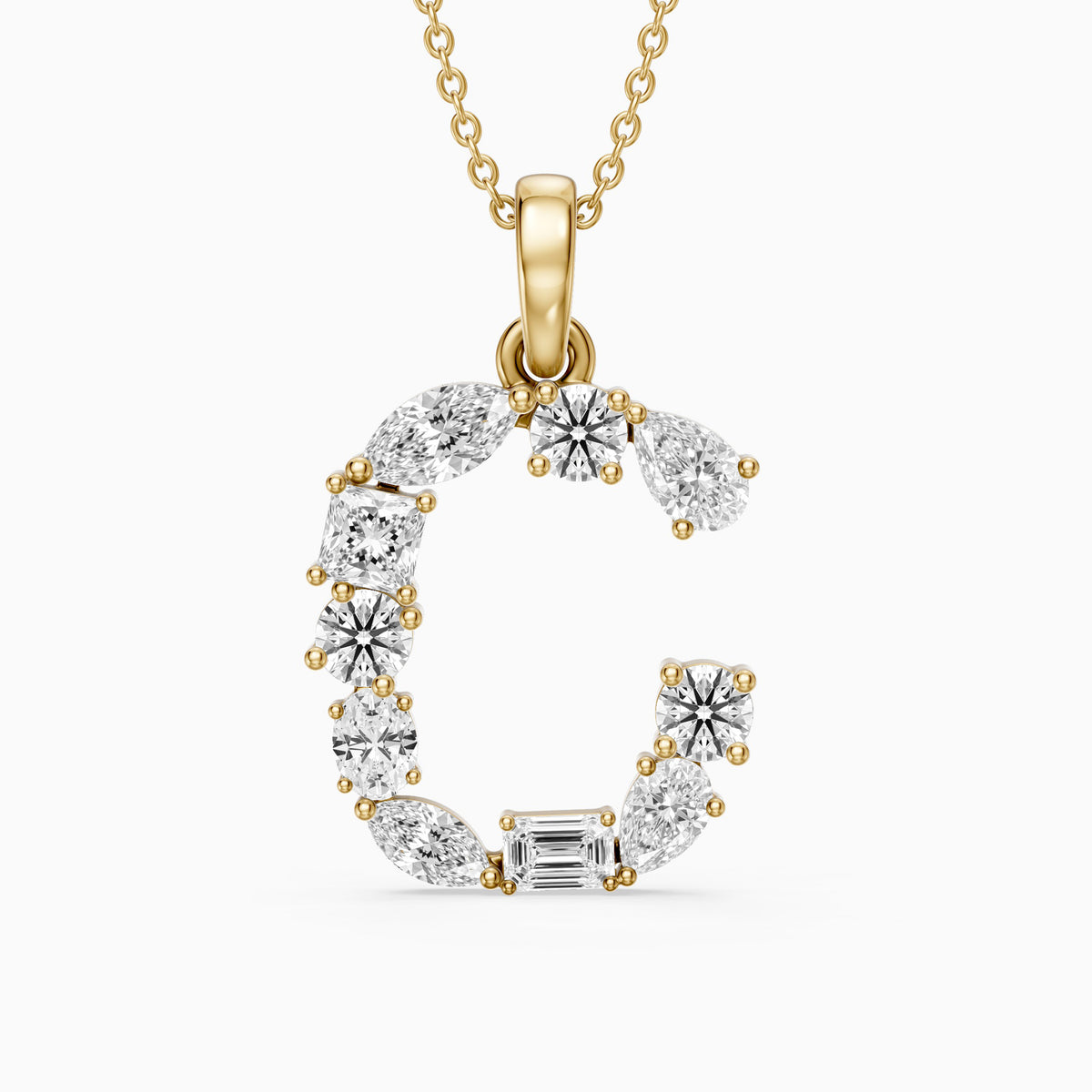 Emmeline Multi Shape Lab Grown Diamond Initial C Pendant
