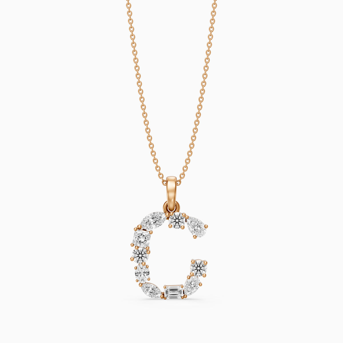 Emmeline Multi Shape Lab Grown Diamond Initial C Pendant