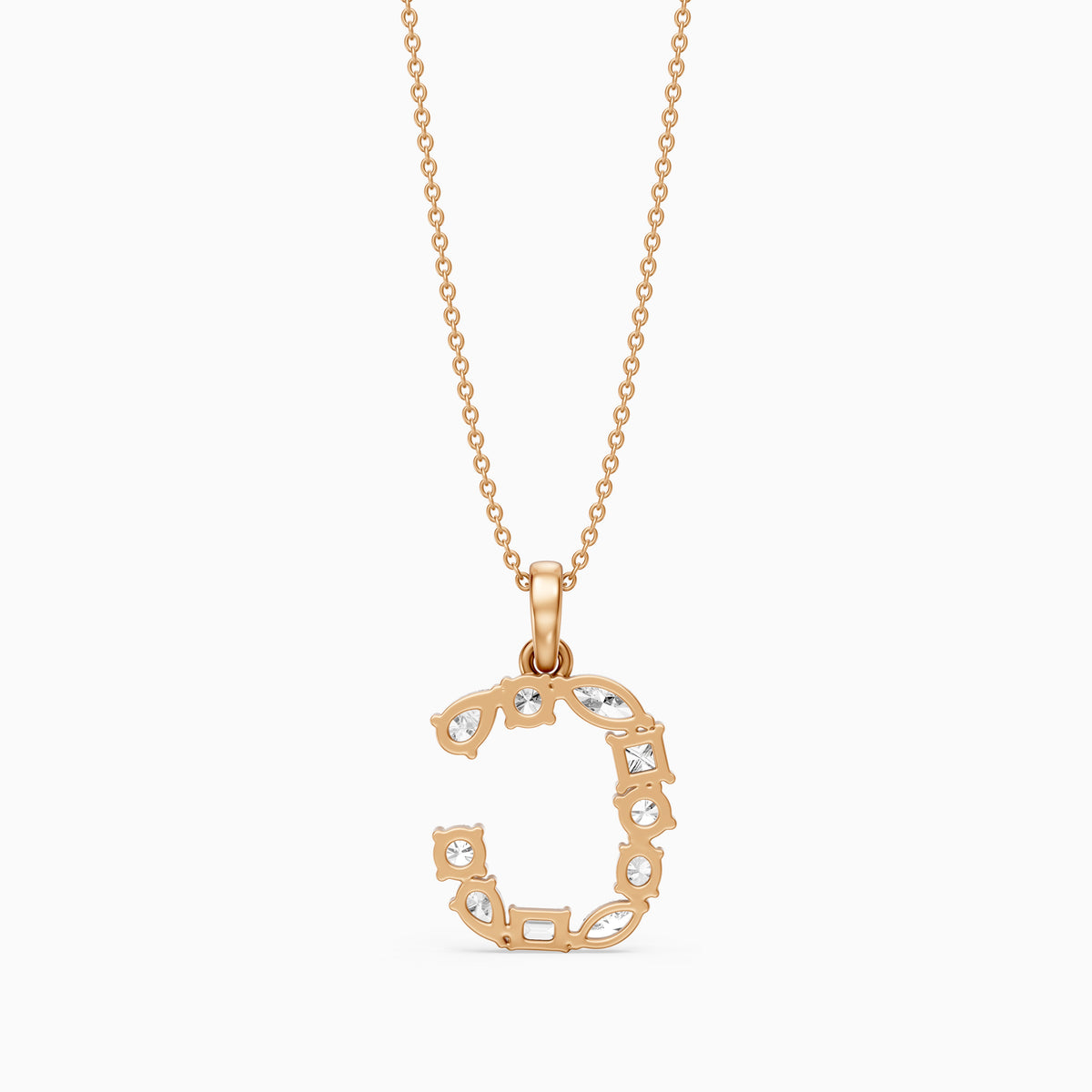 Emmeline Multi Shape Lab Grown Diamond Initial C Pendant