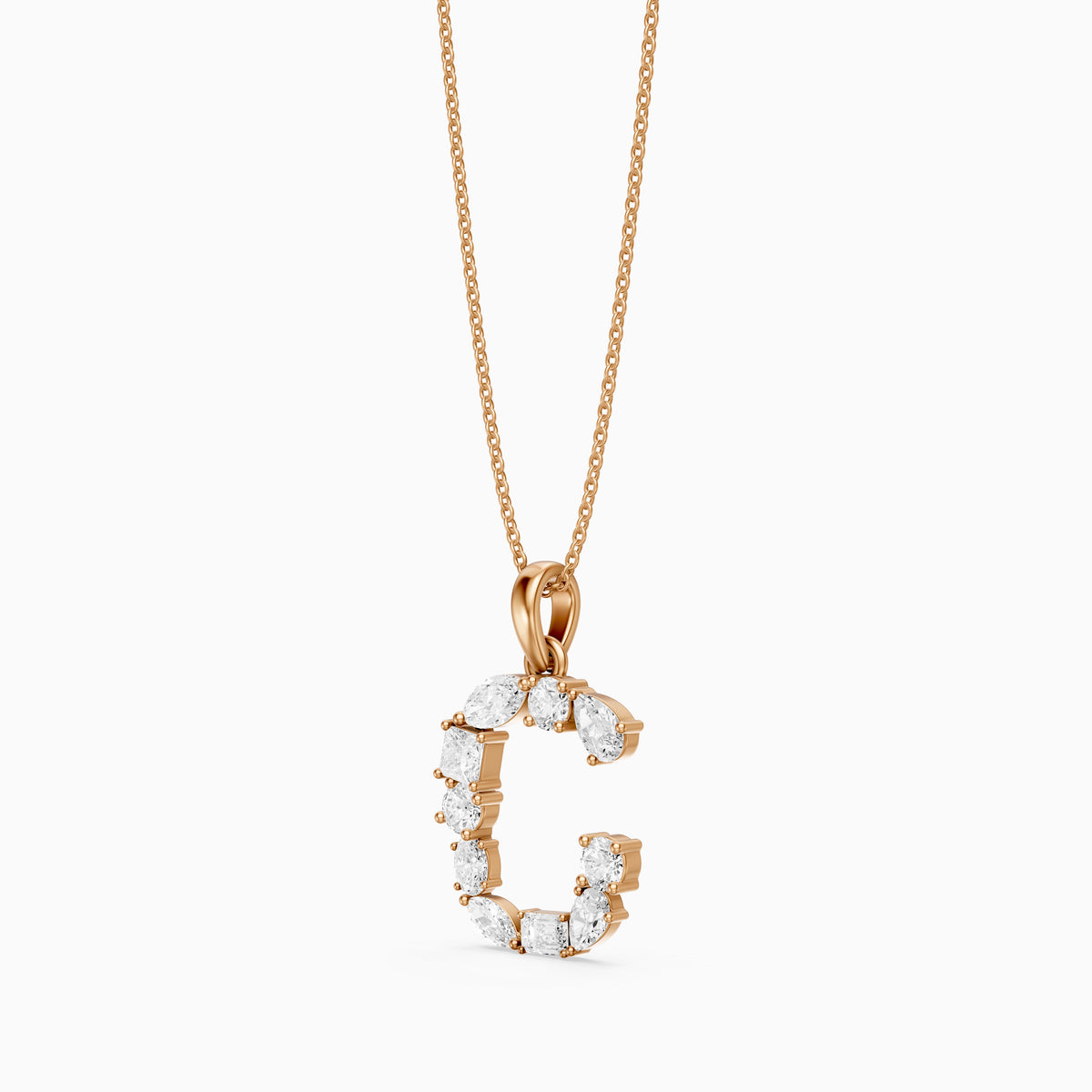 Emmeline Multi Shape Lab Grown Diamond Initial C Pendant