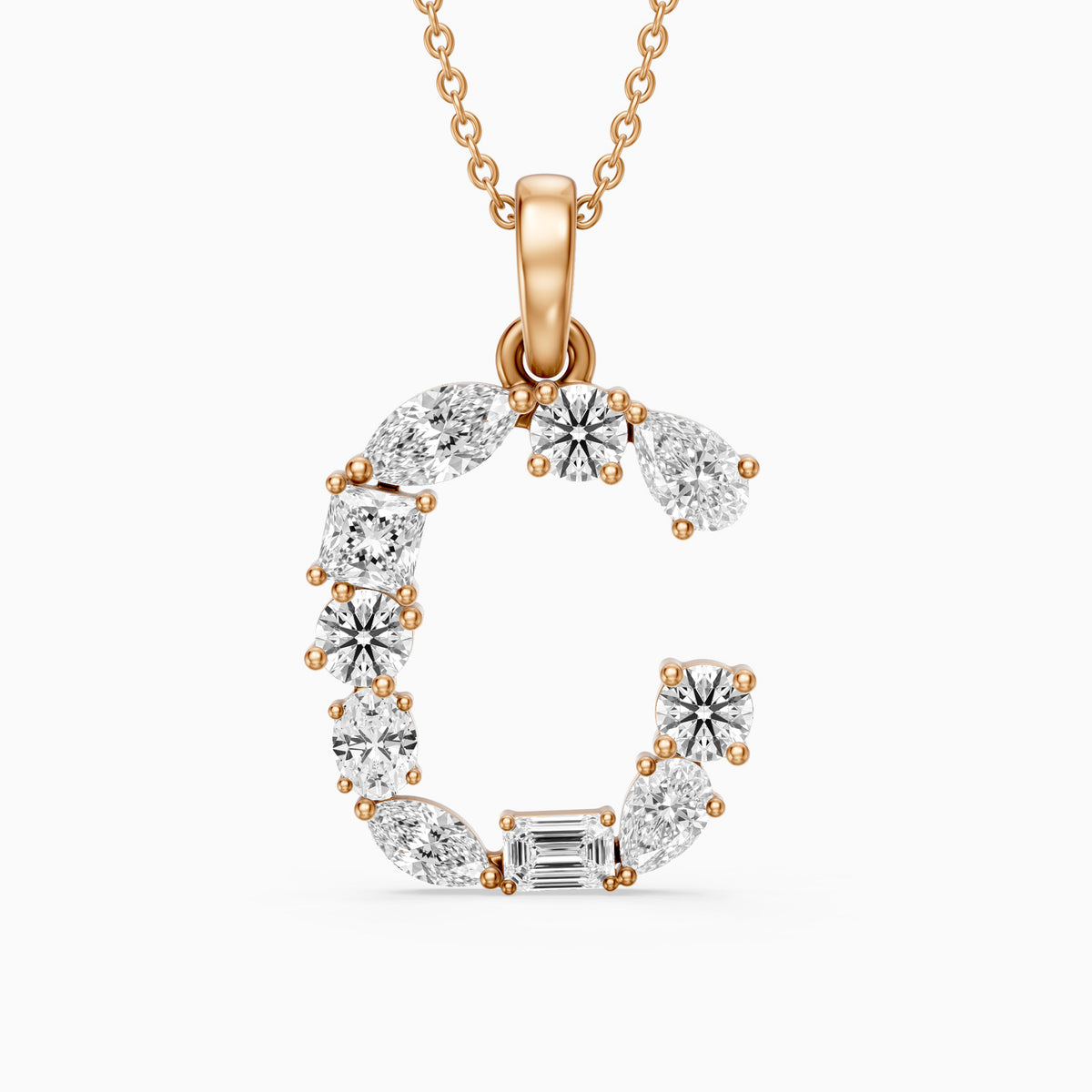 Emmeline Multi Shape Lab Grown Diamond Initial C Pendant