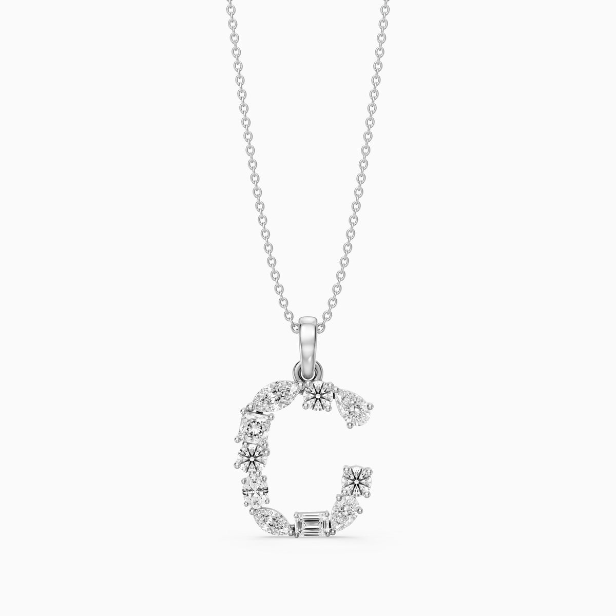 Emmeline Multi Shape Lab Grown Diamond Initial C Pendant
