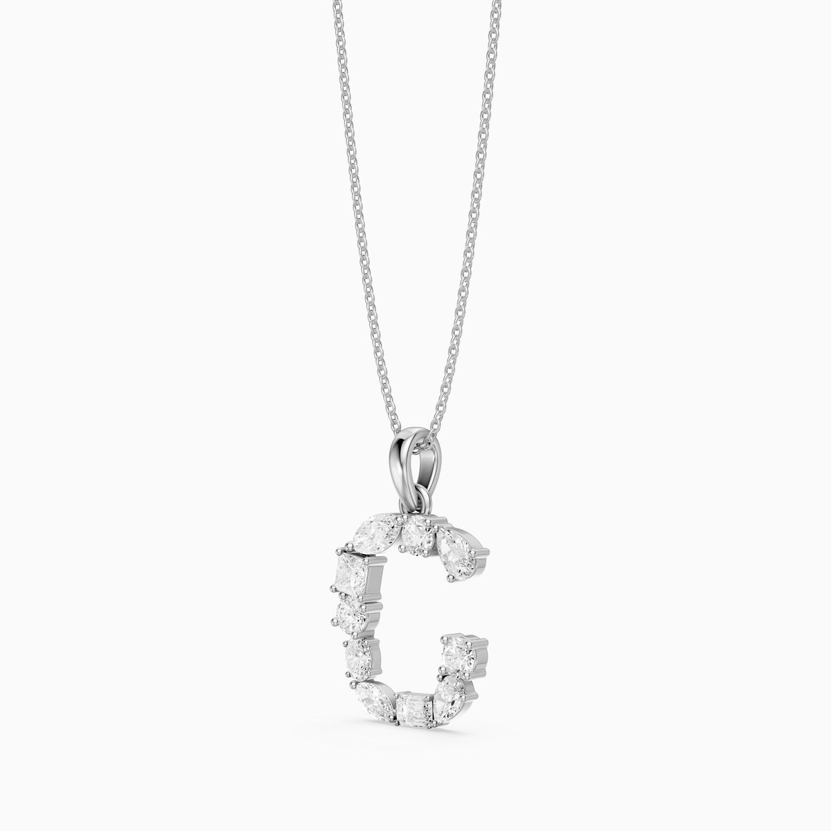 Emmeline Multi Shape Lab Grown Diamond Initial C Pendant