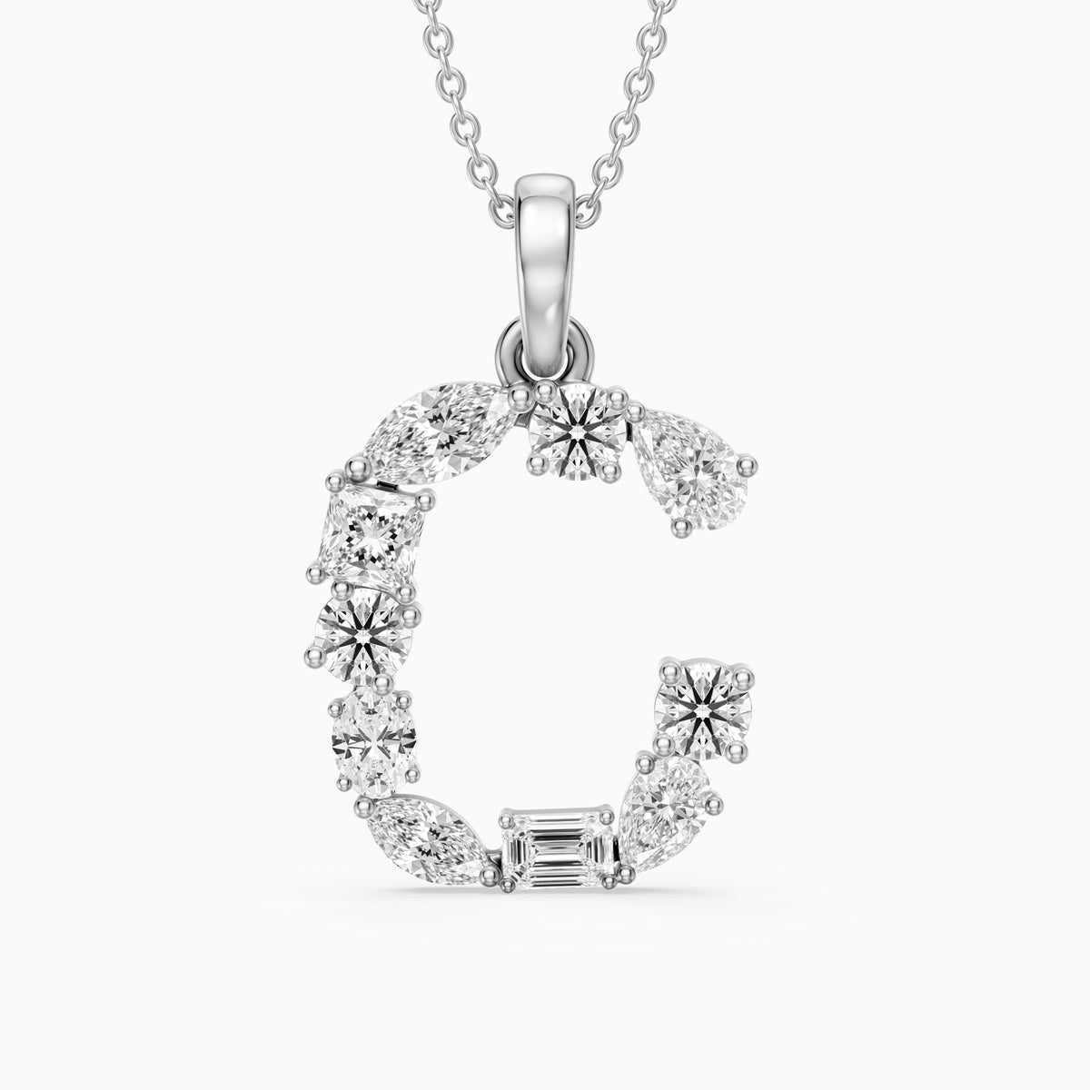 Emmeline Multi Shape Lab Grown Diamond Initial C Pendant