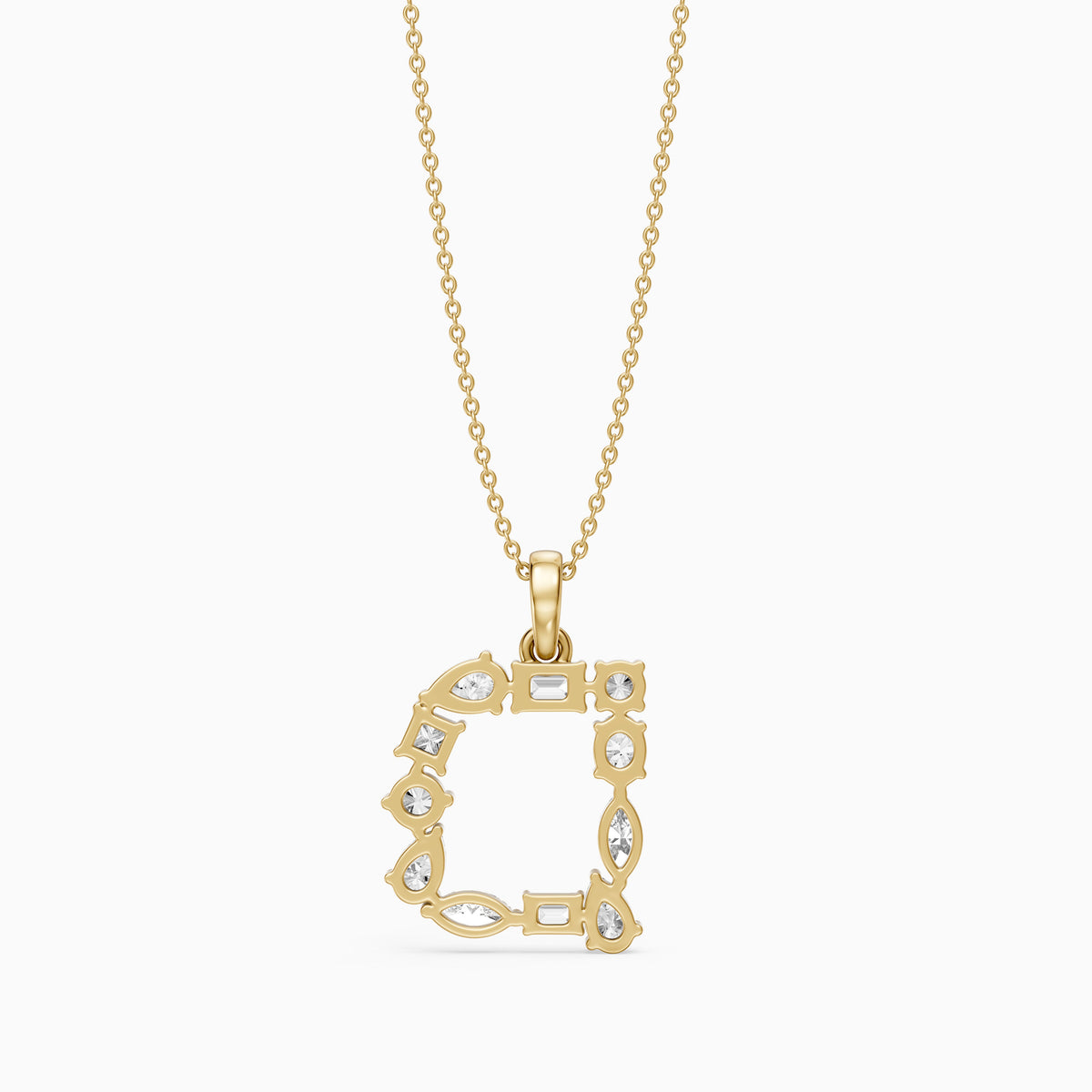 Kerensa Multi Shape Lab Grown Diamond Initial D Pendant