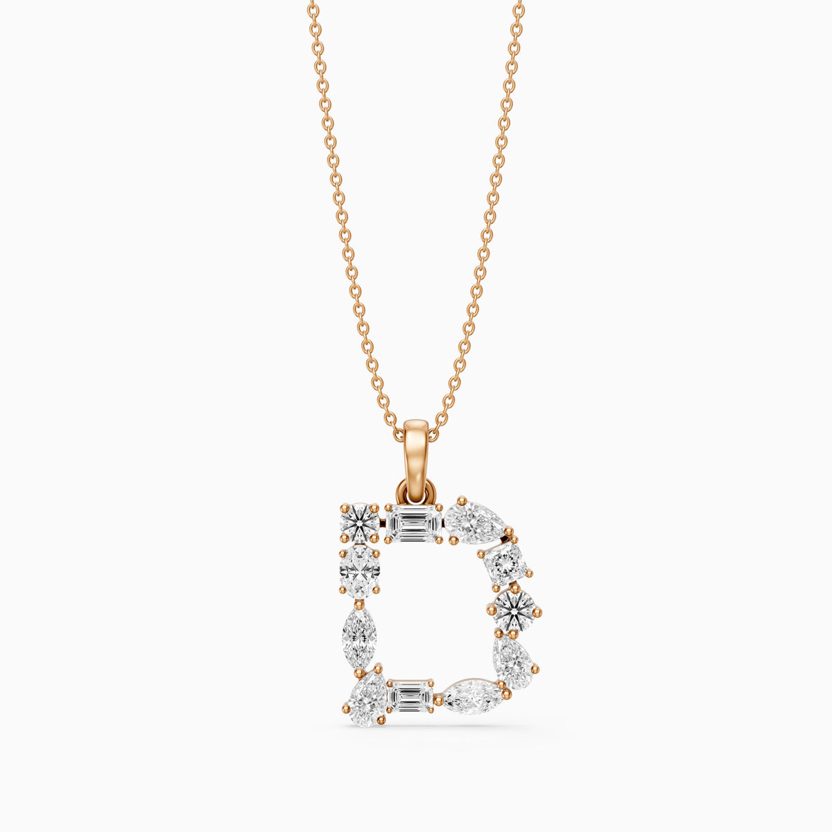 Kerensa Multi Shape Lab Grown Diamond Initial D Pendant