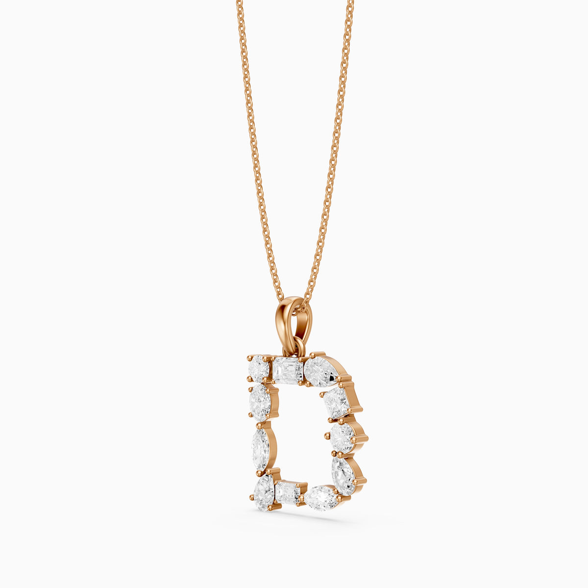 Kerensa Multi Shape Lab Grown Diamond Initial D Pendant