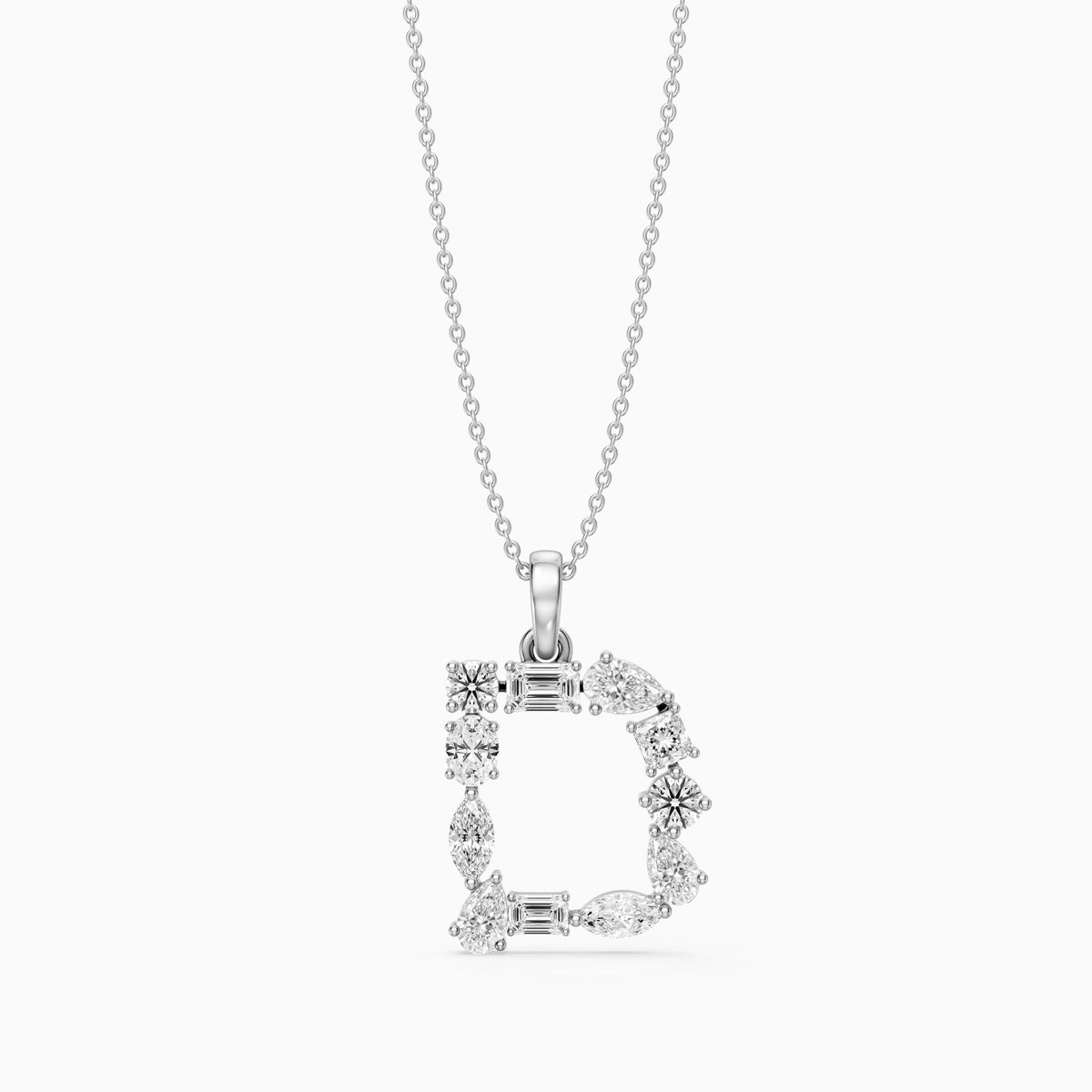 Kerensa Multi Shape Lab Grown Diamond Initial D Pendant