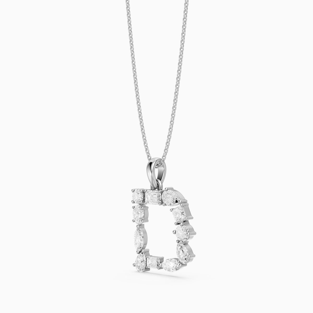 Kerensa Multi Shape Lab Grown Diamond Initial D Pendant
