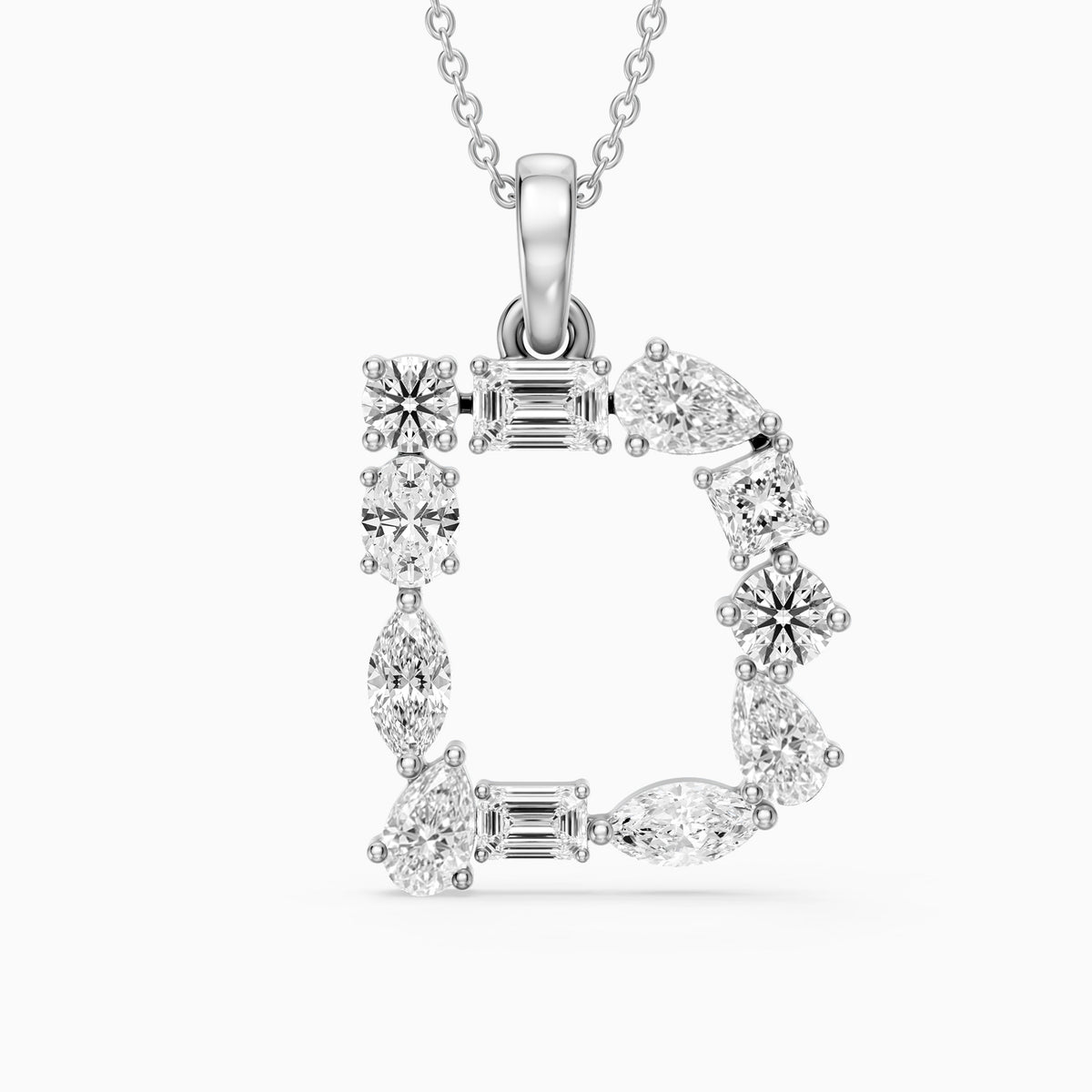 Kerensa Multi Shape Lab Grown Diamond Initial D Pendant