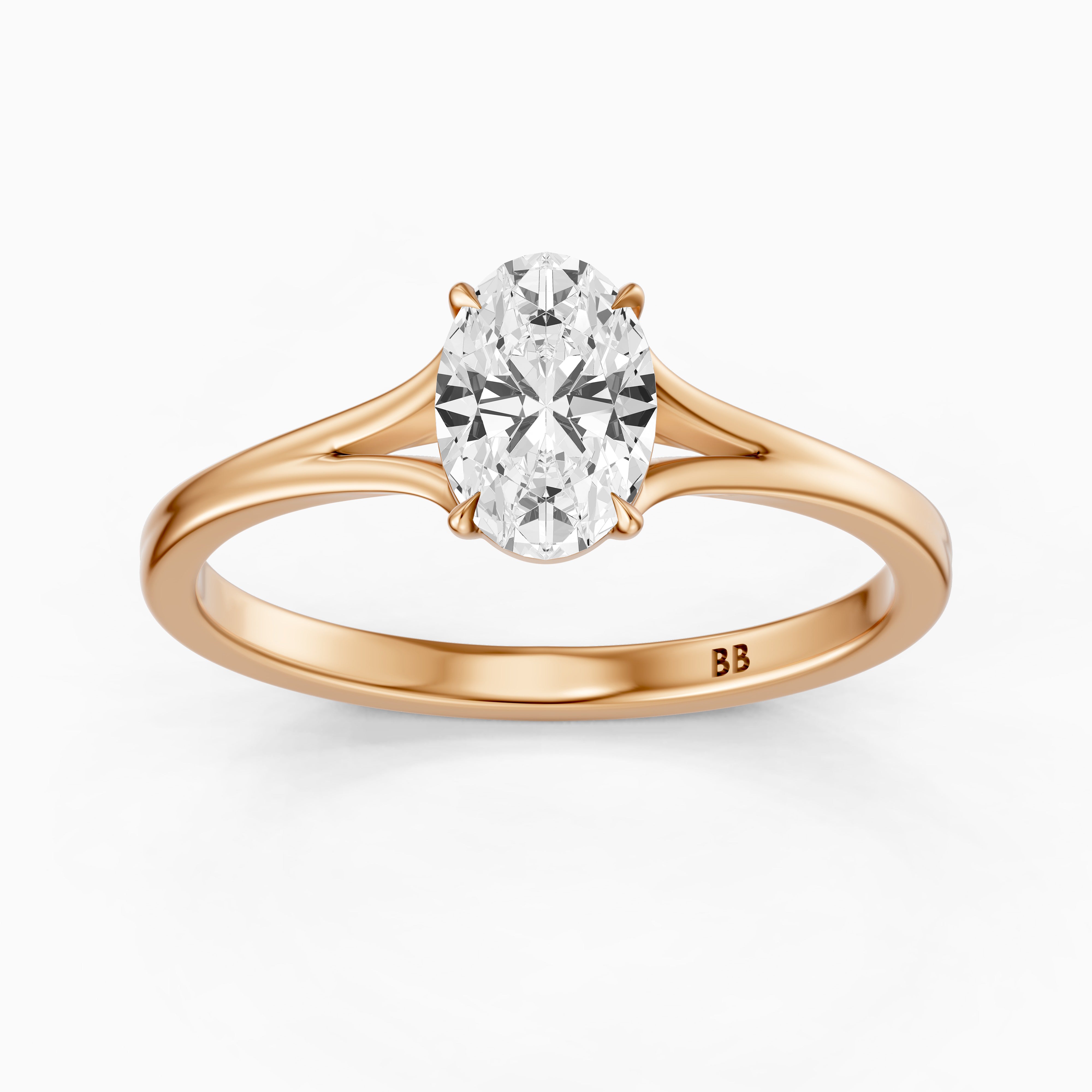 Zuri Oval Moissanite Diamond Split Shank Solitaire Ring
