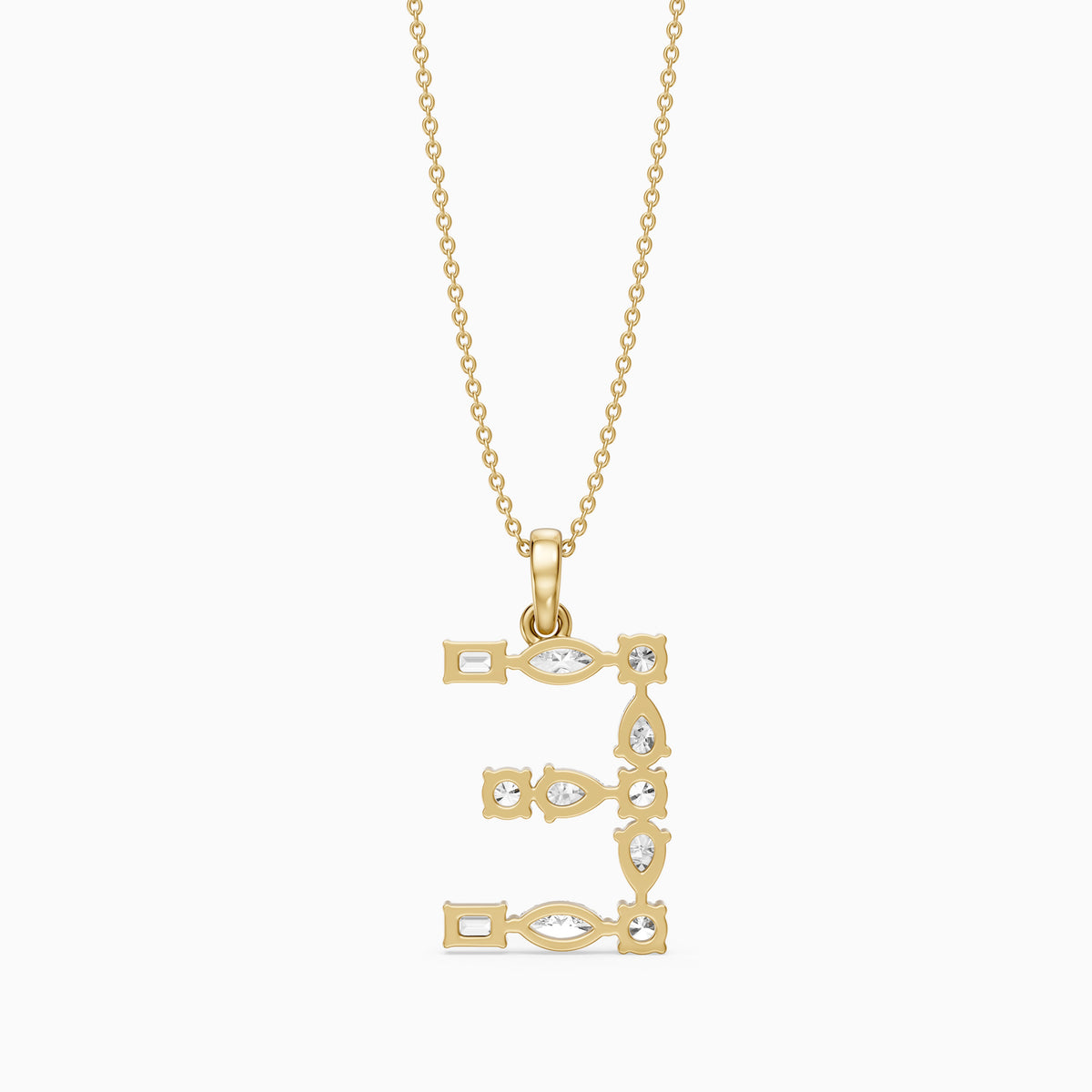 Lisette Multi Shape Lab Grown Diamond Initial E Pendant