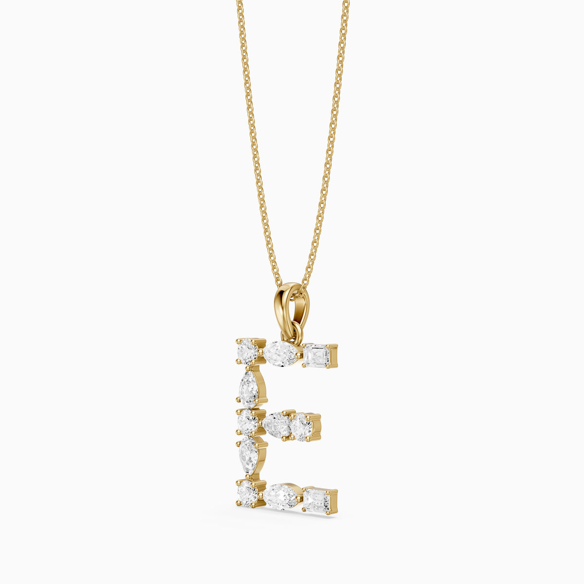 Lisette Multi Shape Lab Grown Diamond Initial E Pendant